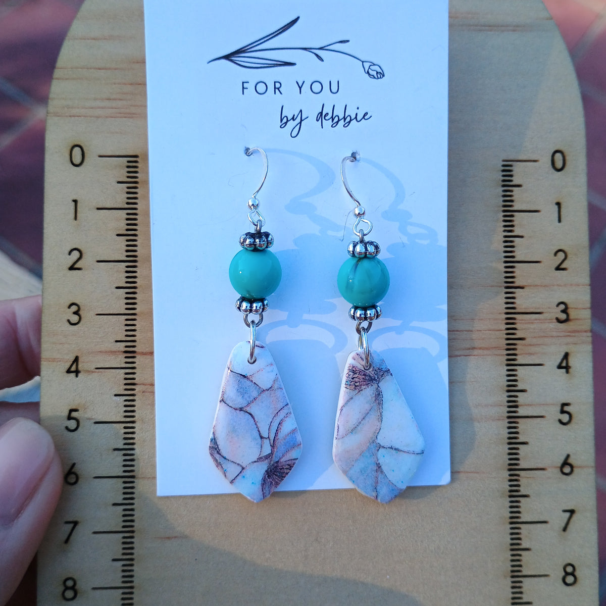 Marble floral dangle beaded earrings diamond drop