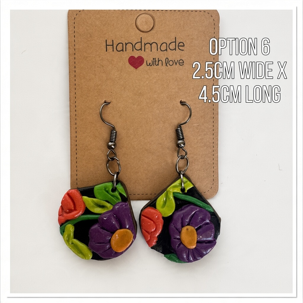 Handcrafted Wildflower Contrast Statement Polymer Clay Earring Collection