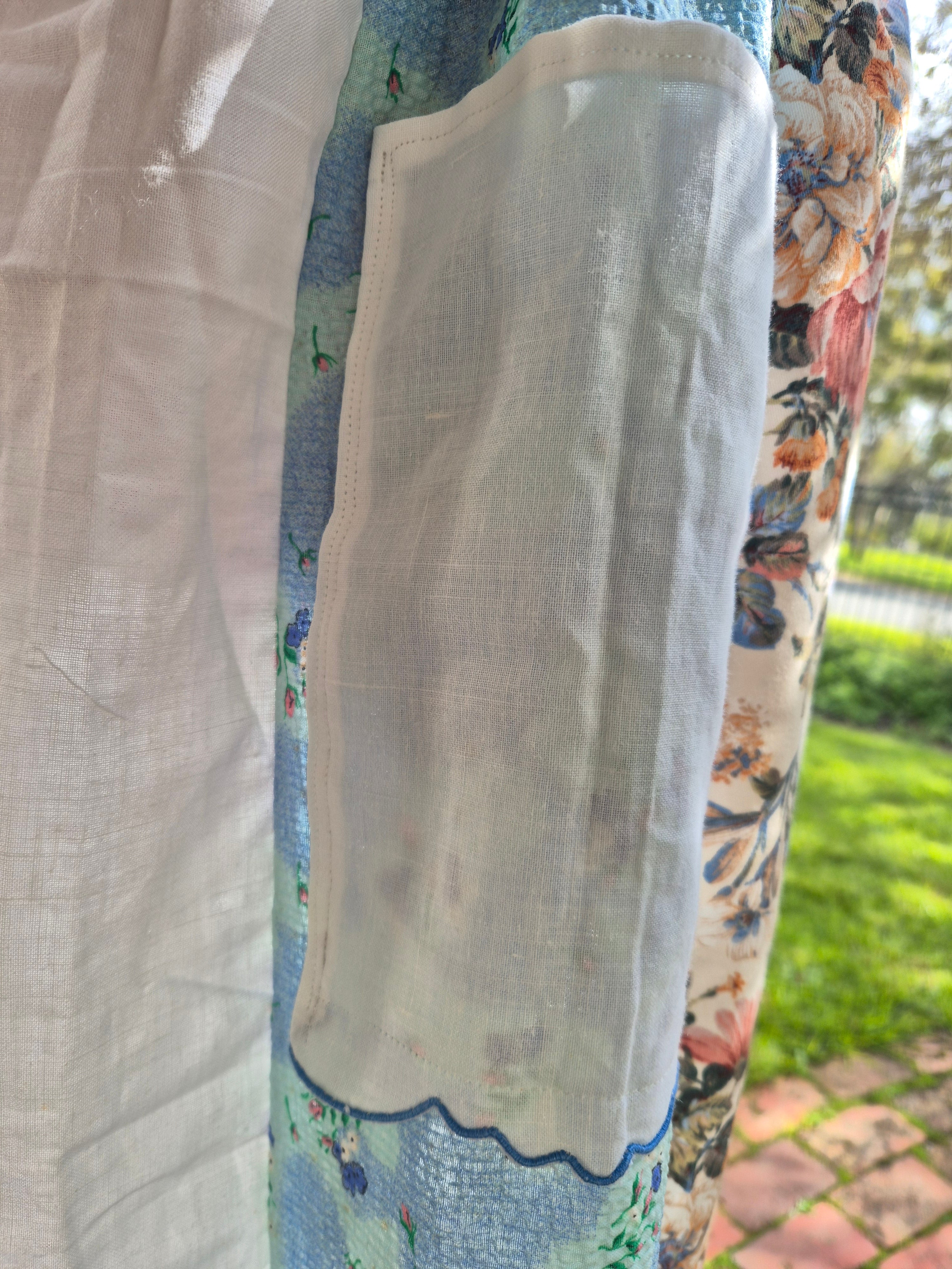 Blue style skirt, pockets, M 12-16, elastic waist