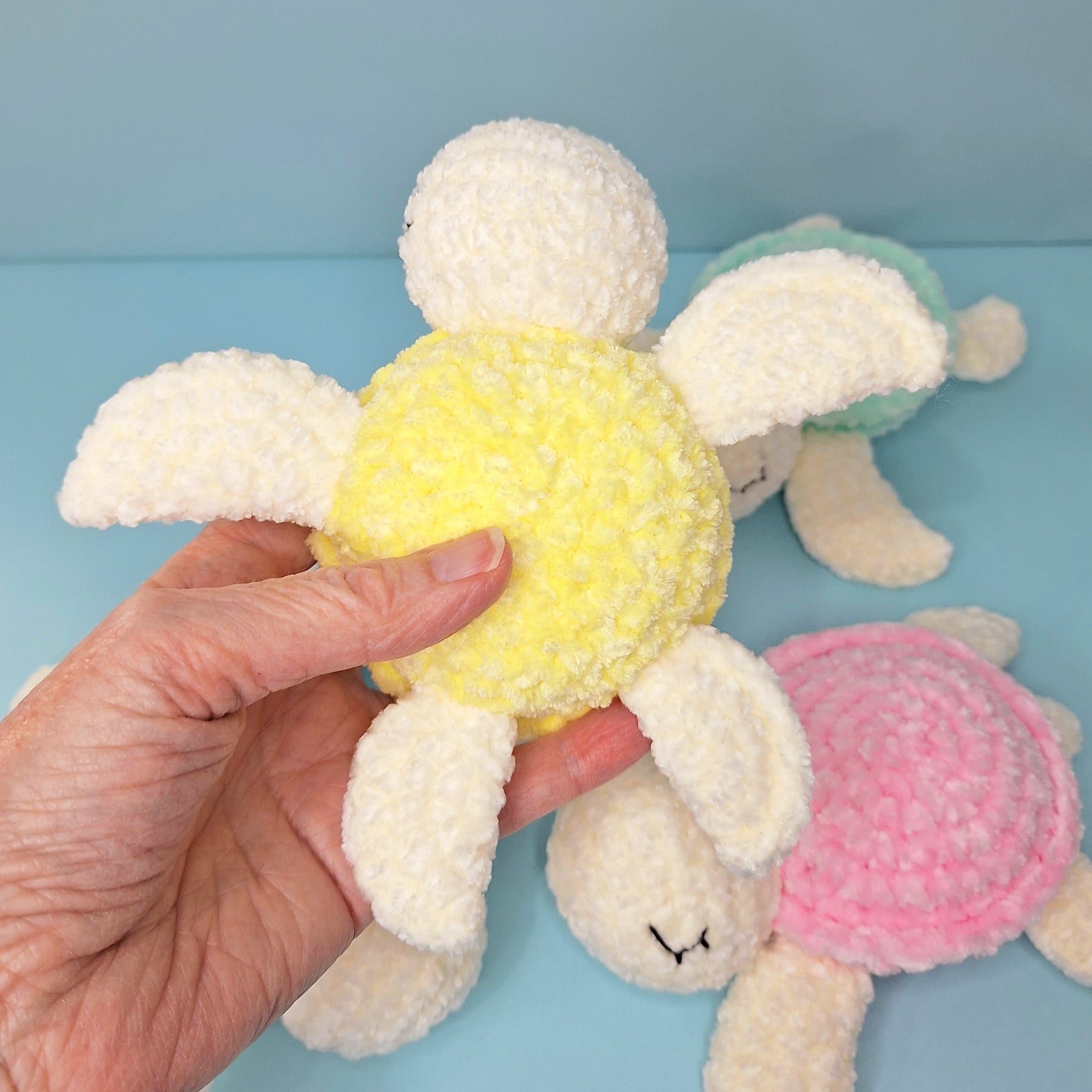 Handmade Velvetine Baby Turtle- Soft, Crochet Plush Toy
