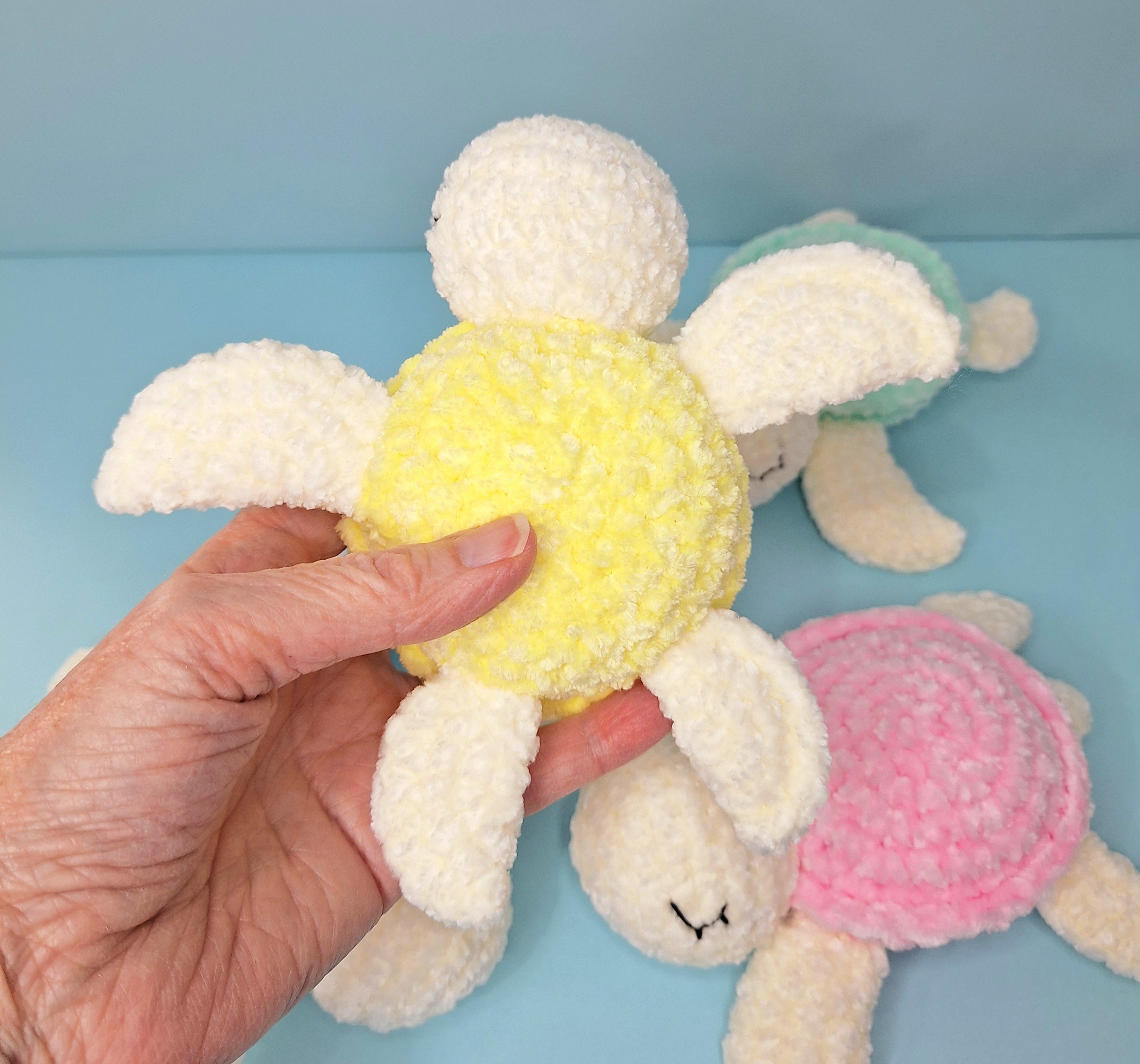 Handmade Velvetine Baby Turtle- Soft, Crochet Plush Toy