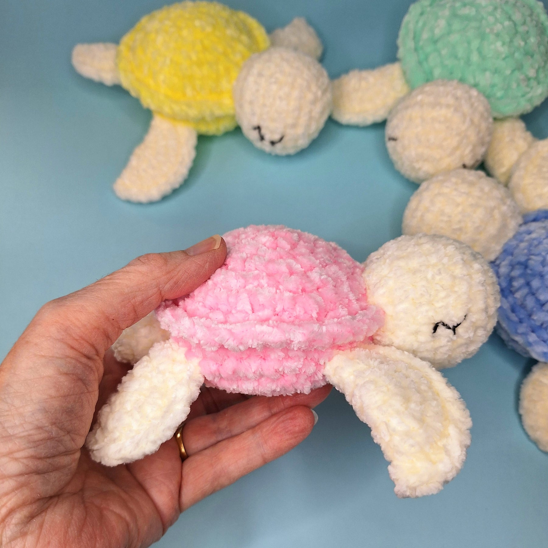 Handmade Velvetine Baby Turtle- Soft, Crochet Plush Toy