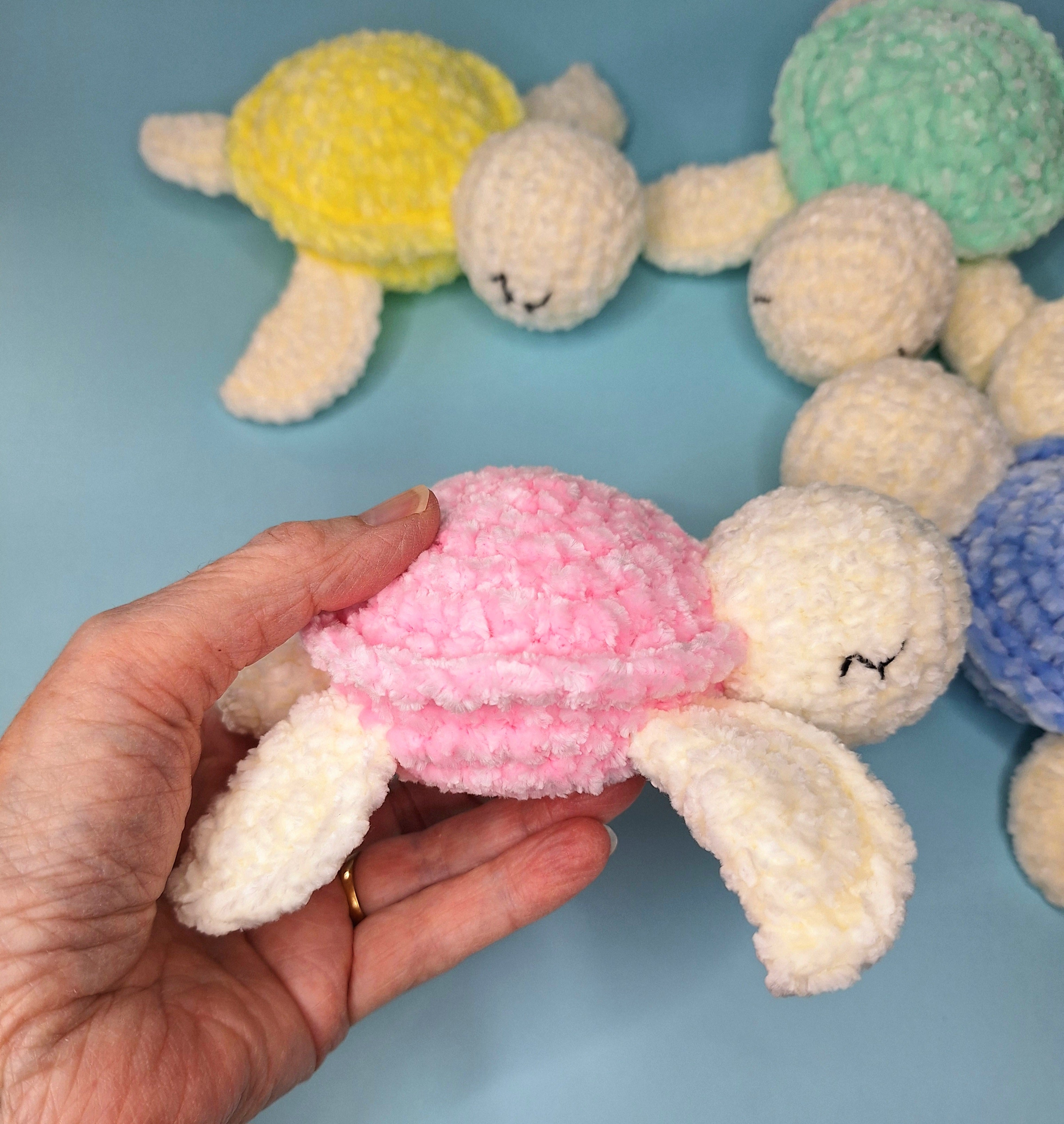 Handmade Velvetine Baby Turtle- Soft, Crochet Plush Toy