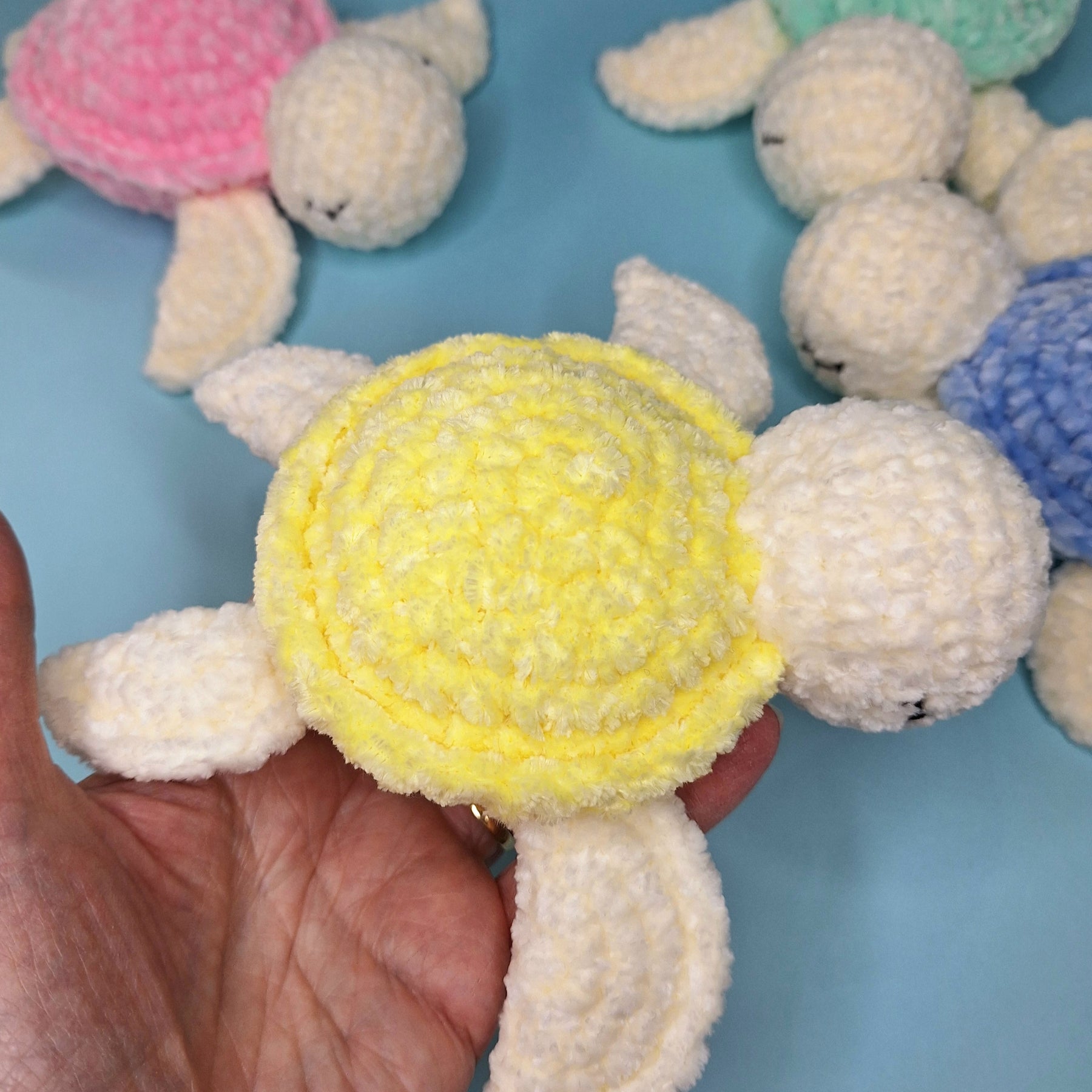 Handmade Velvetine Baby Turtle- Soft, Crochet Plush Toy