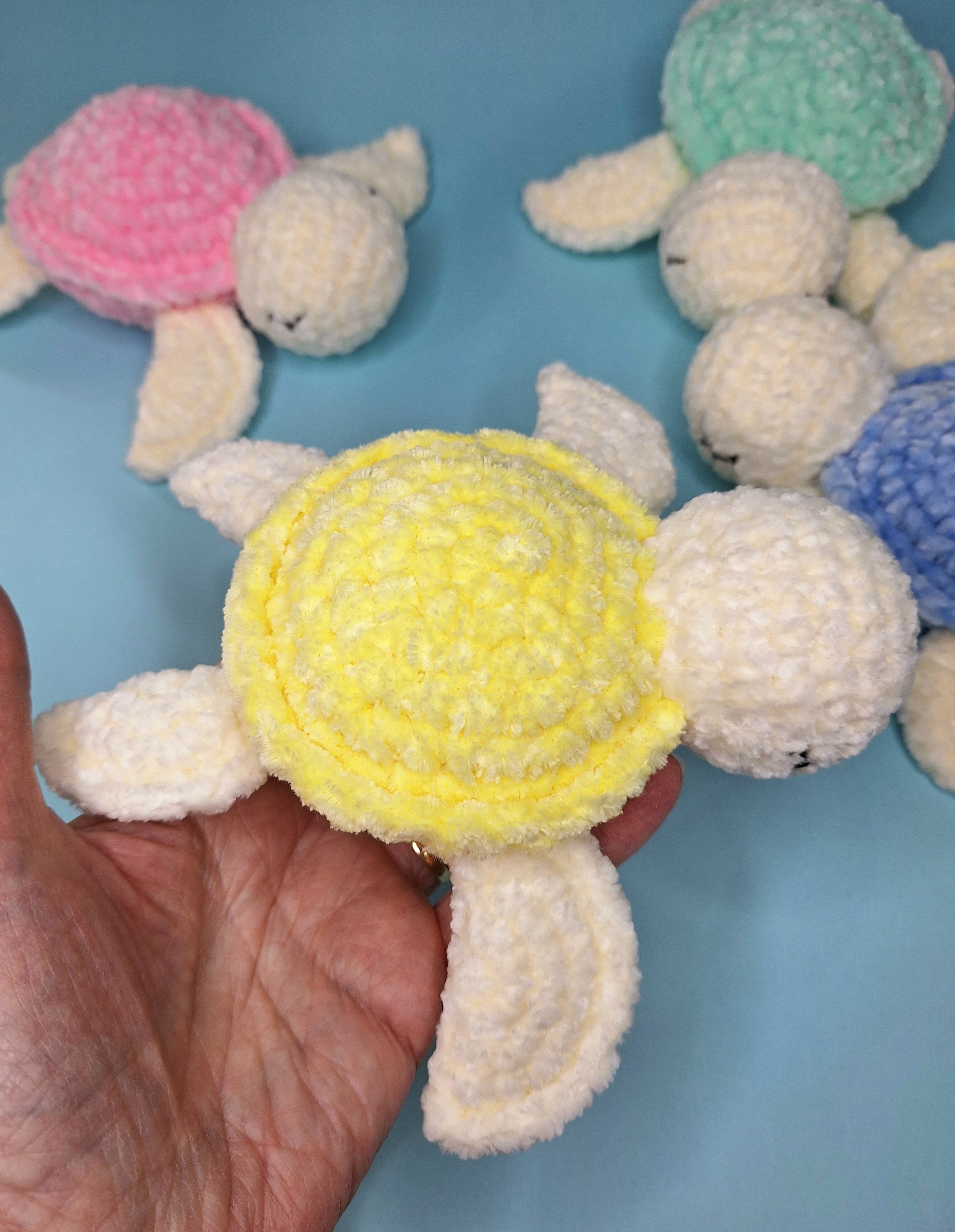 Handmade Velvetine Baby Turtle- Soft, Crochet Plush Toy