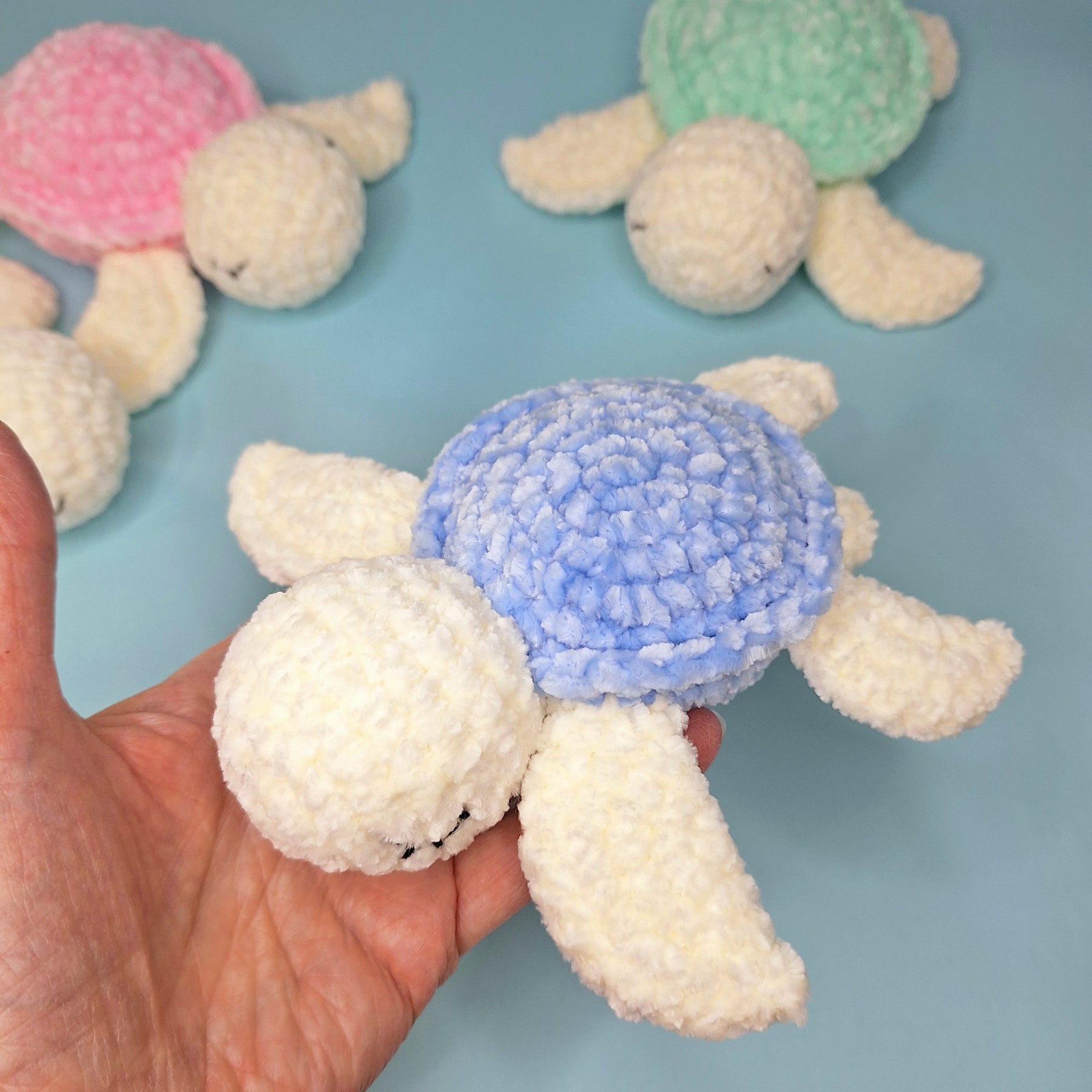 Handmade Velvetine Baby Turtle- Soft, Crochet Plush Toy