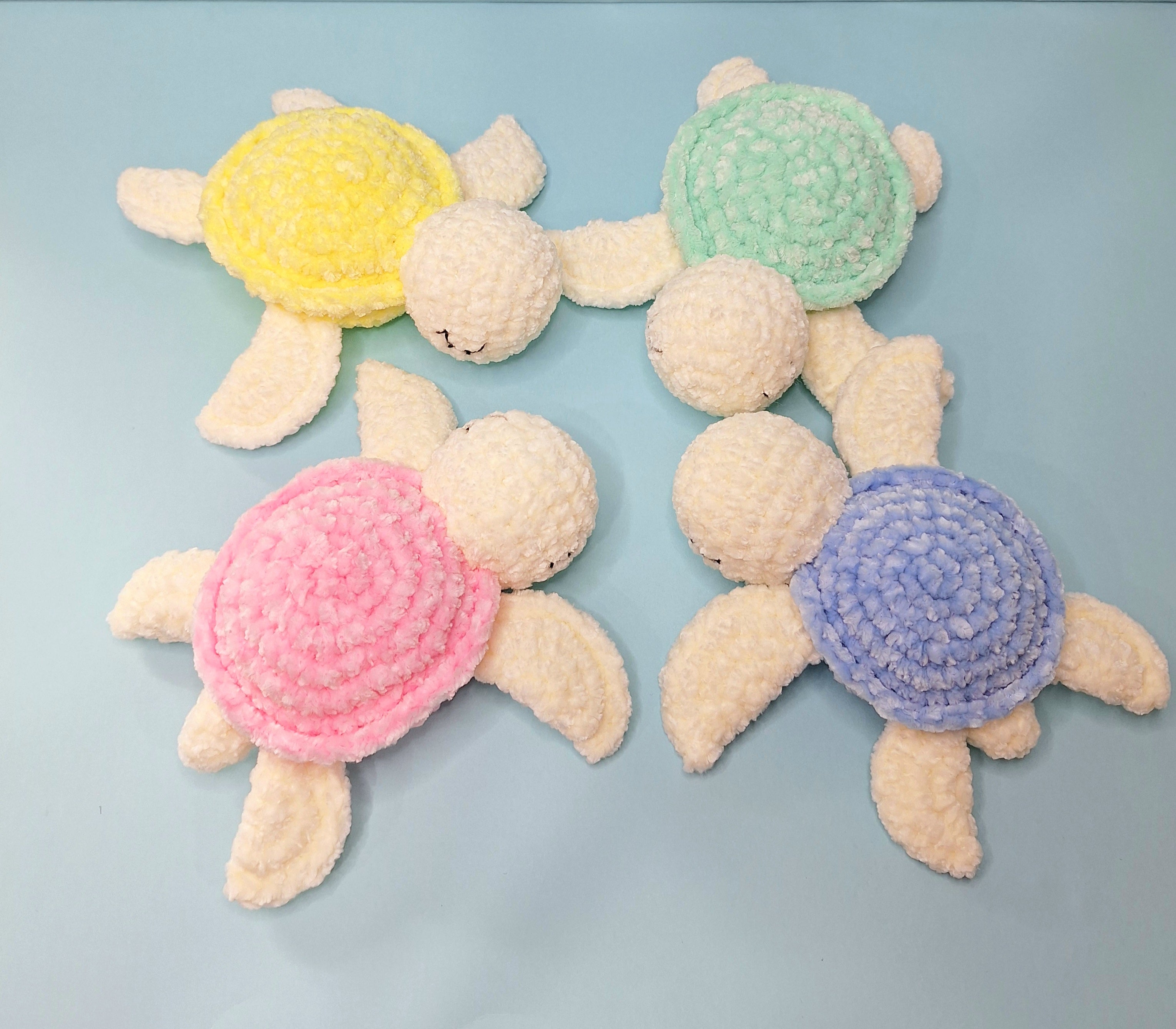 Handmade Velvetine Baby Turtle- Soft, Crochet Plush Toy