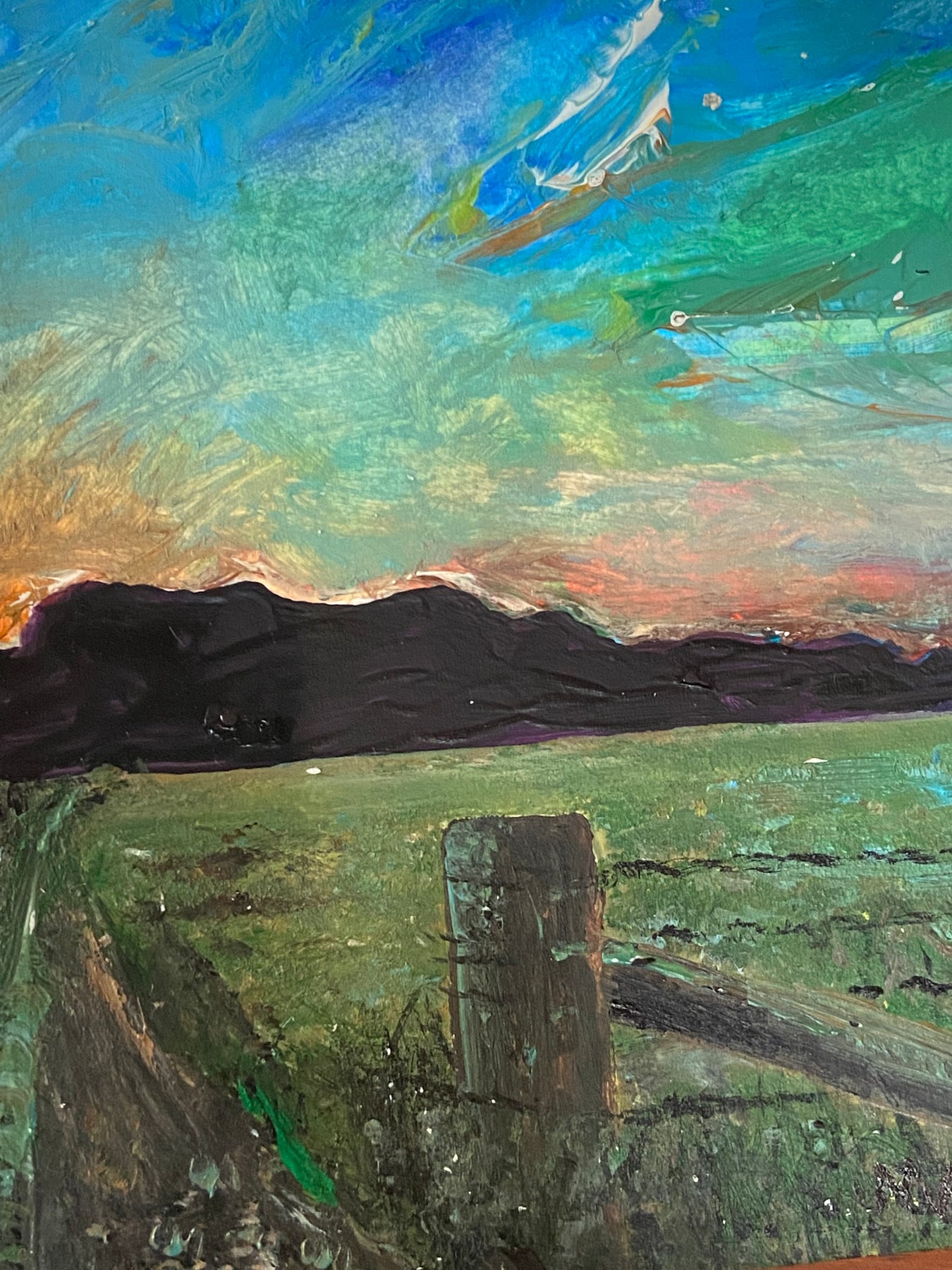 "Near Gloucester" original acrylic on card painting by Margo Humphries