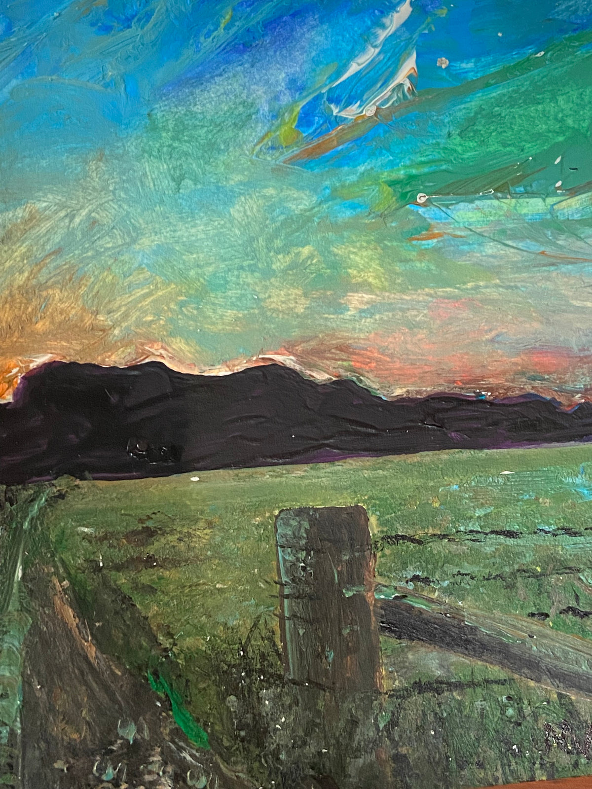 "Near Gloucester" original acrylic on card painting by Margo Humphries
