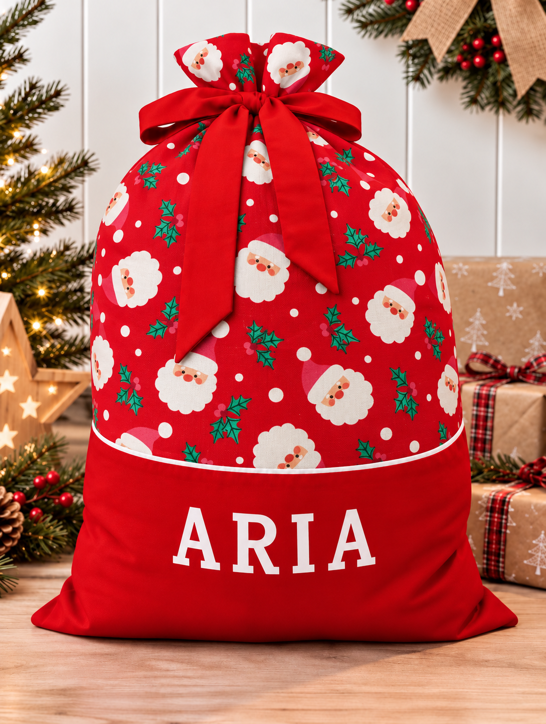 Handmade Personalised Christmas Sack - Santa