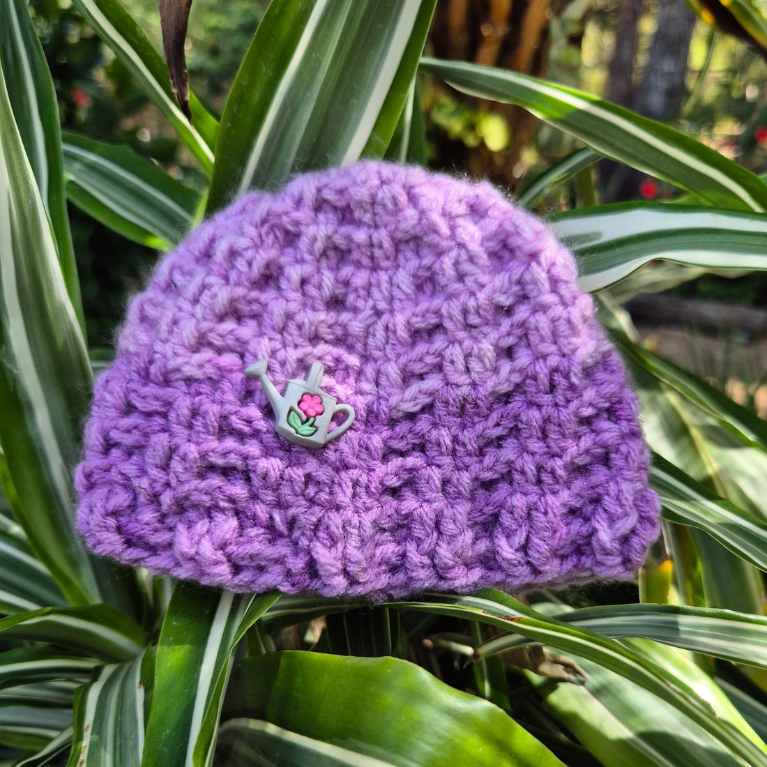 Two Tone Purple & Lilac Crocheted Childs Beanie