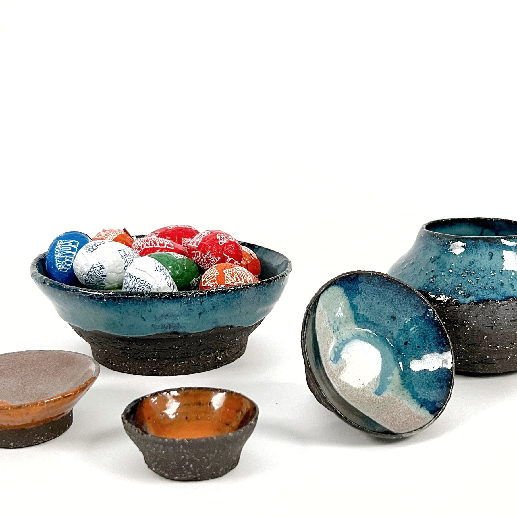 'Terra' small wheel thrown bowl in ocean glaze