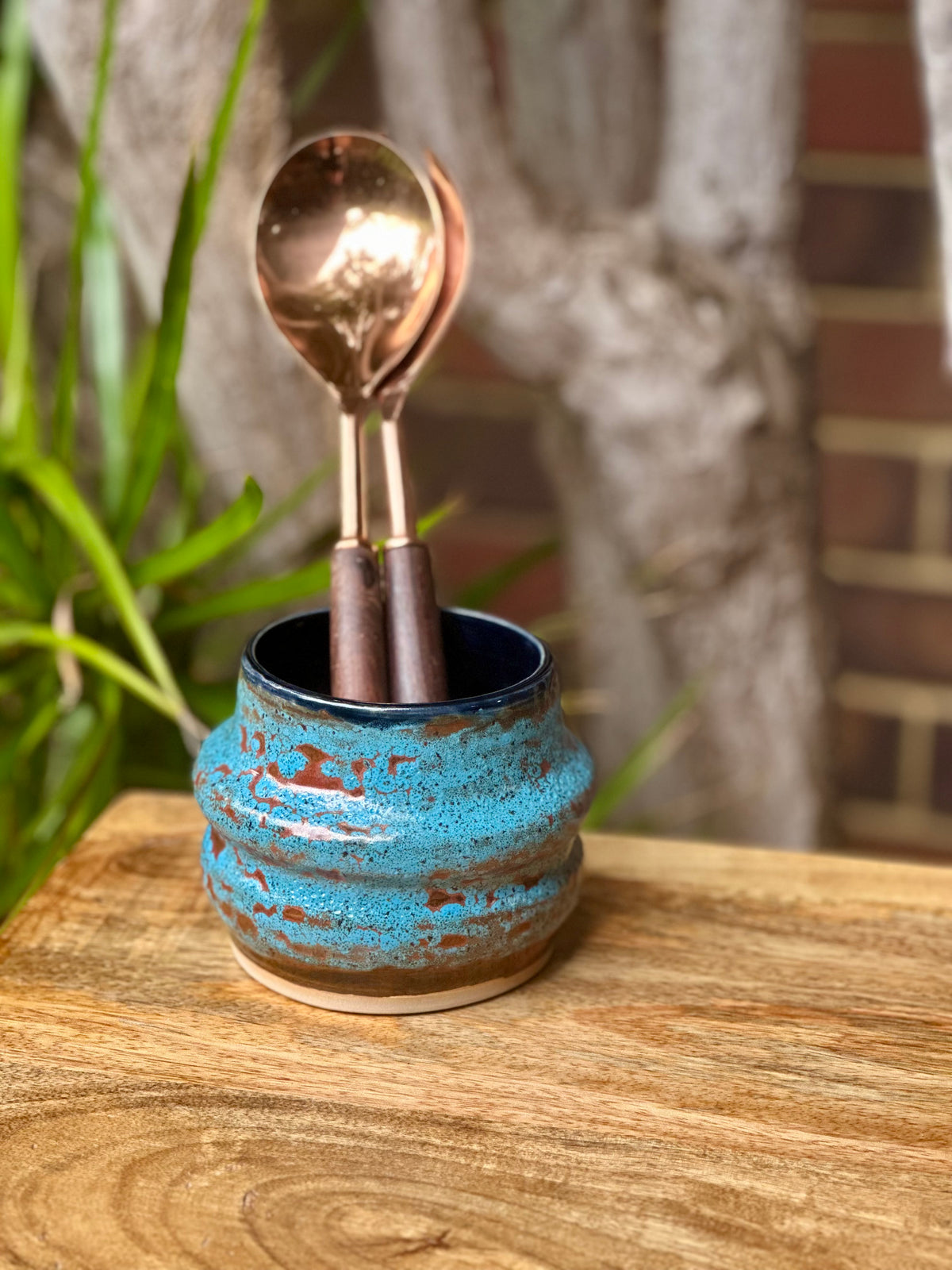 Copper & Turquoise | Hand-thrown Ceramic Utensil Pot