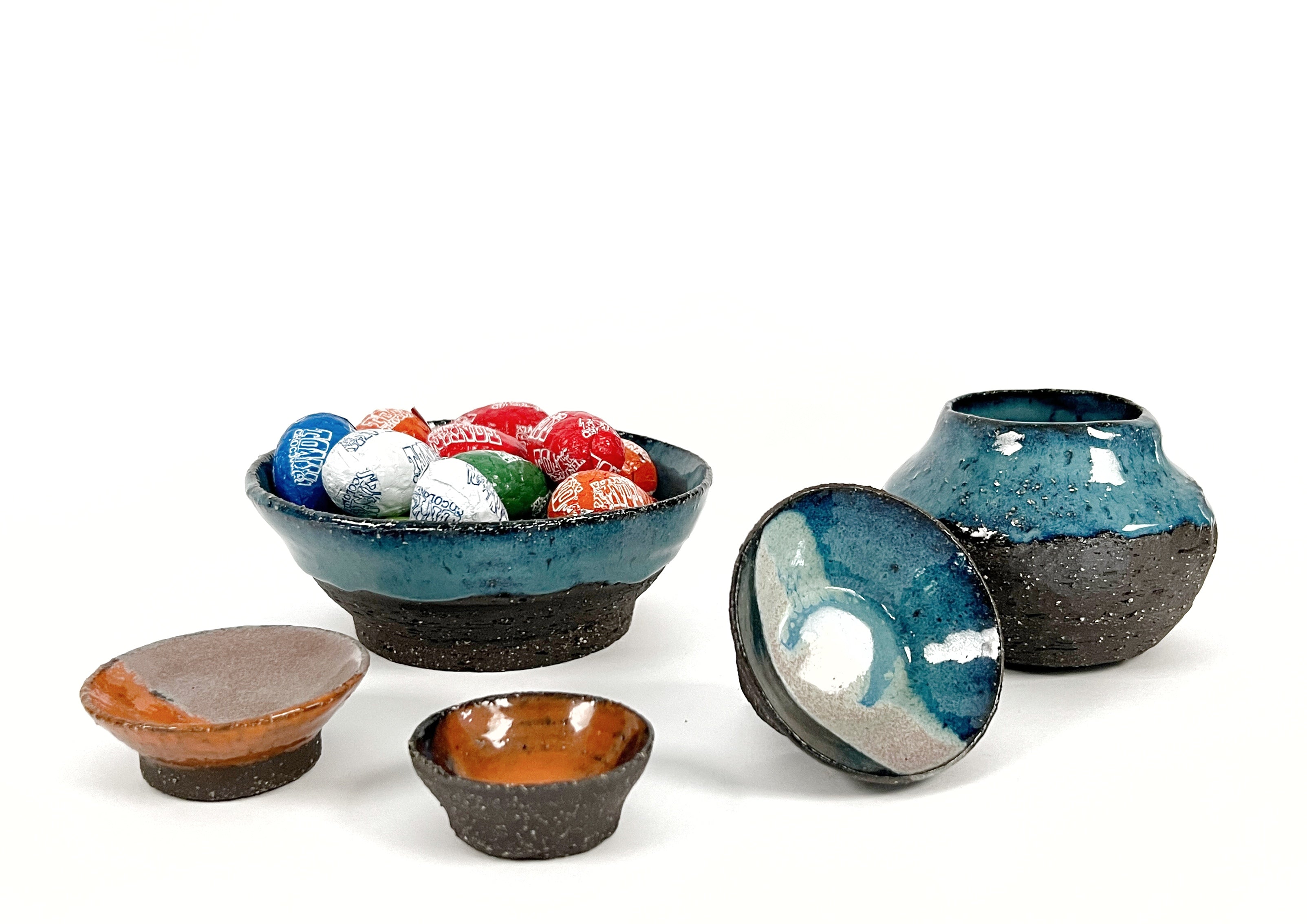 'Terra' wheel thrown vase with ocean glaze