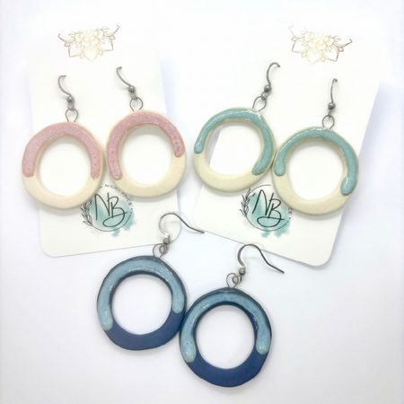 Ceramic Disc Dangle Earrings