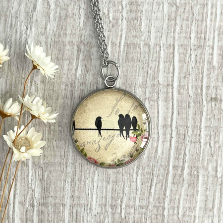 Four on a Wire Pendant • Bird Silhouette Celebrating Motherhood, Sisterhood & Friendship