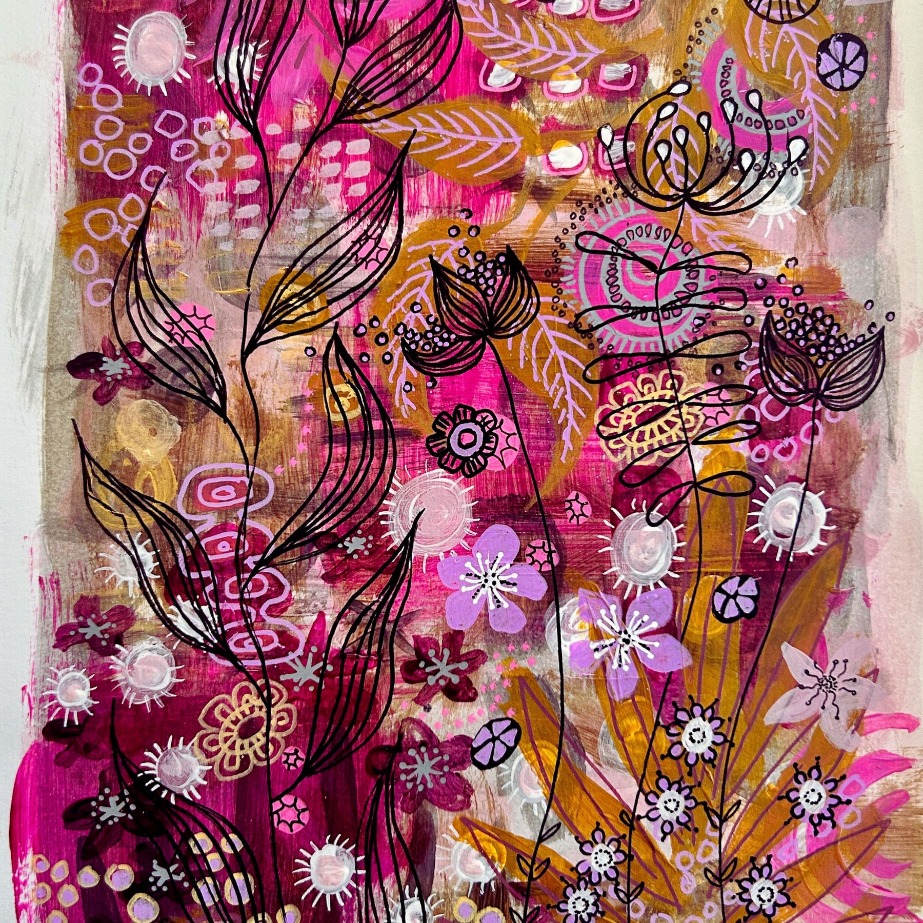 Original Hand Painted Artwork : Botanical Threads
