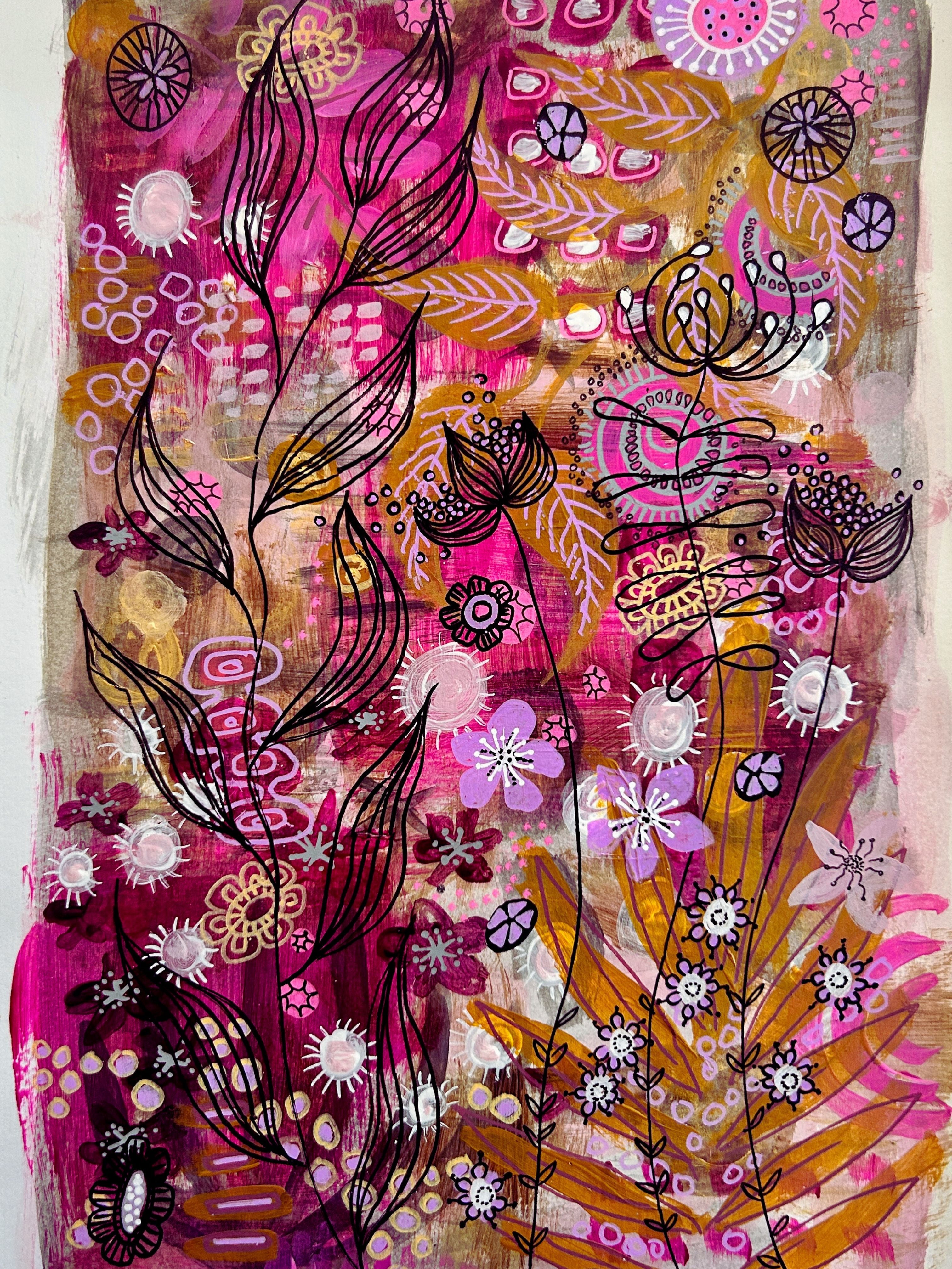 Original Hand Painted Artwork : Botanical Threads