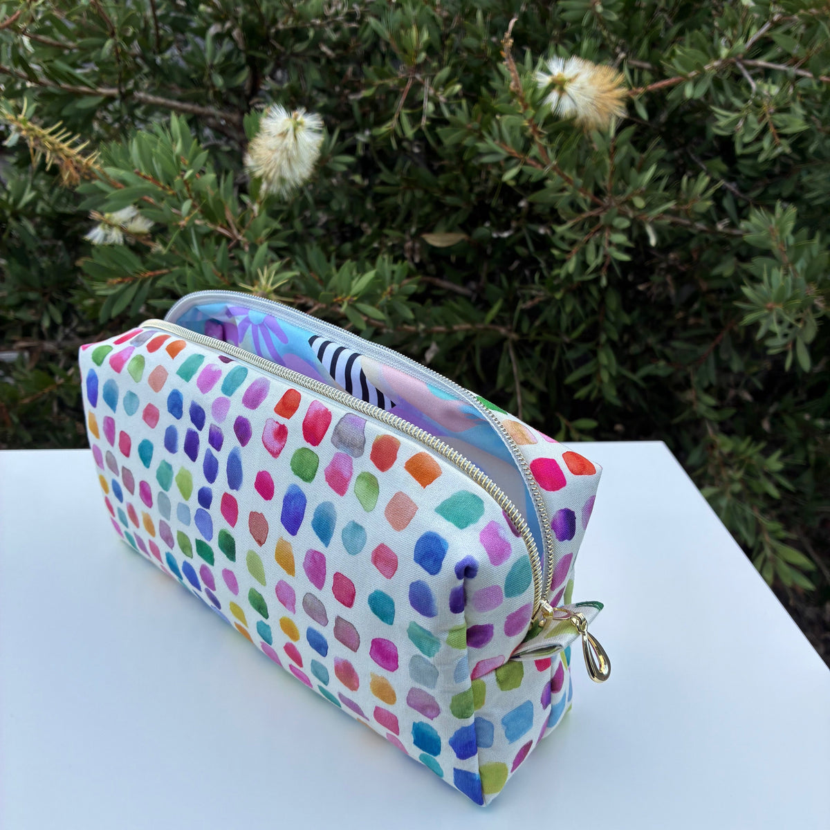 Bilby Pouch - Flowers Wee Colour Library Multi Bluebellgray lined with Peaches and Blush