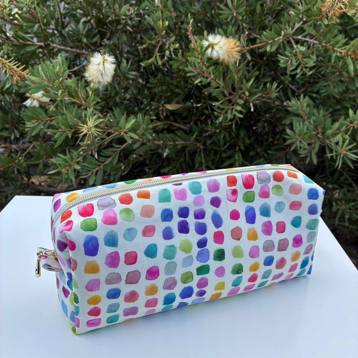 Bilby Pouch - Flowers Wee Colour Library Multi Bluebellgray lined with Peaches and Blush