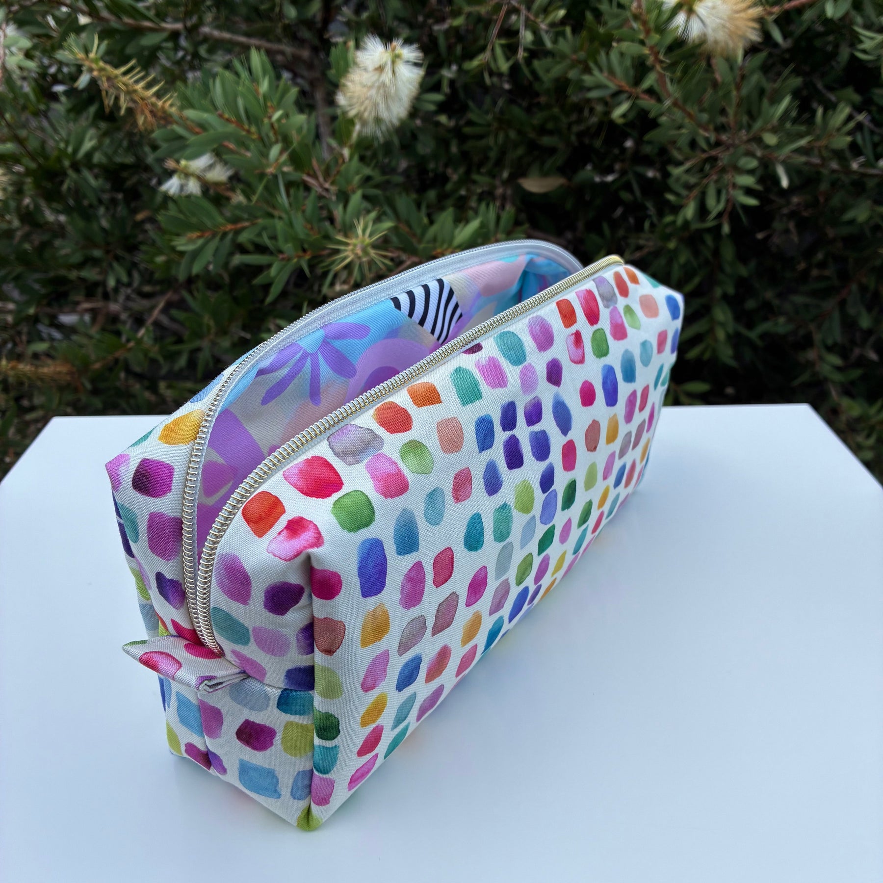 Bilby Pouch - Flowers Wee Colour Library Multi Bluebellgray lined with Peaches and Blush