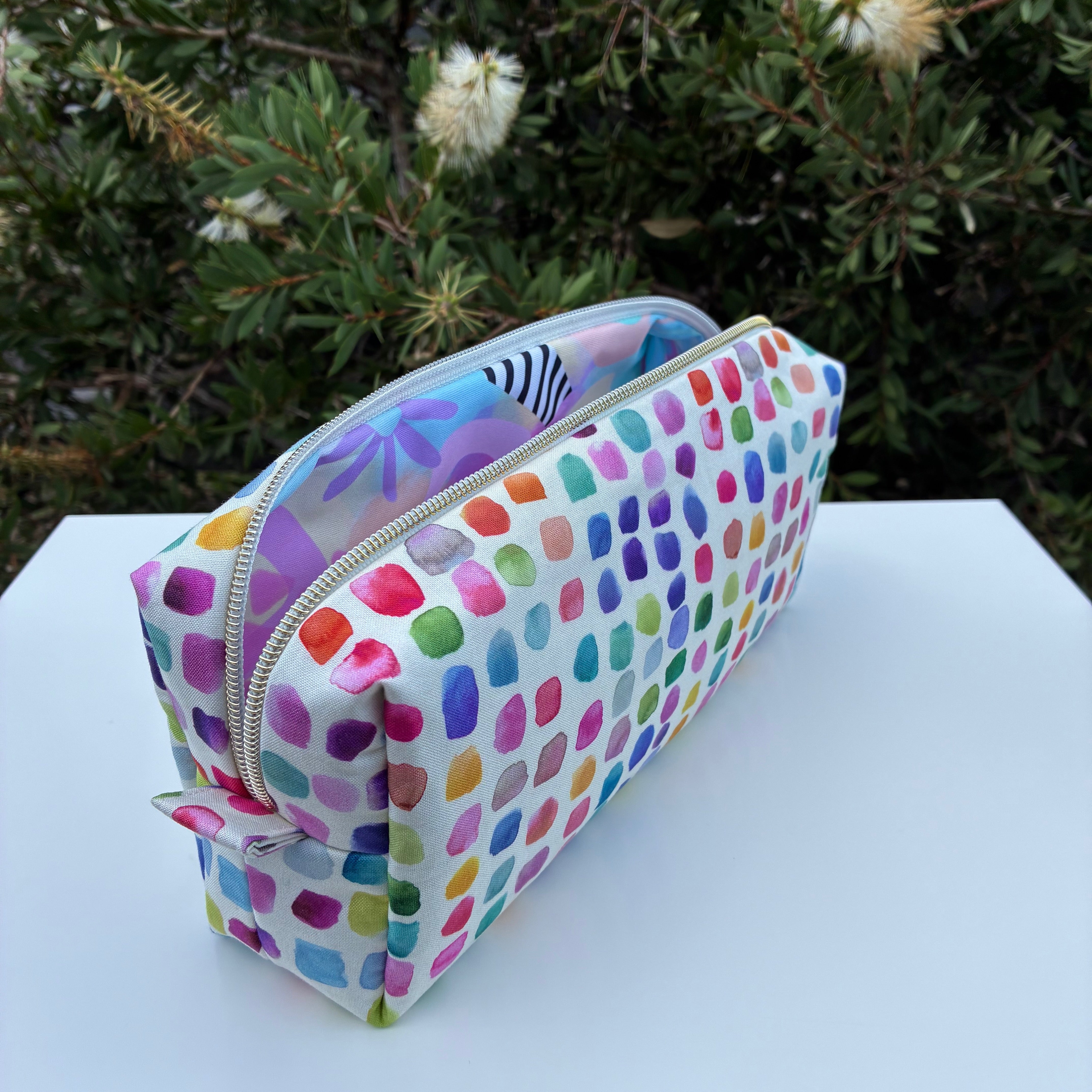 Bilby Pouch - Flowers Wee Colour Library Multi Bluebellgray lined with Peaches and Blush