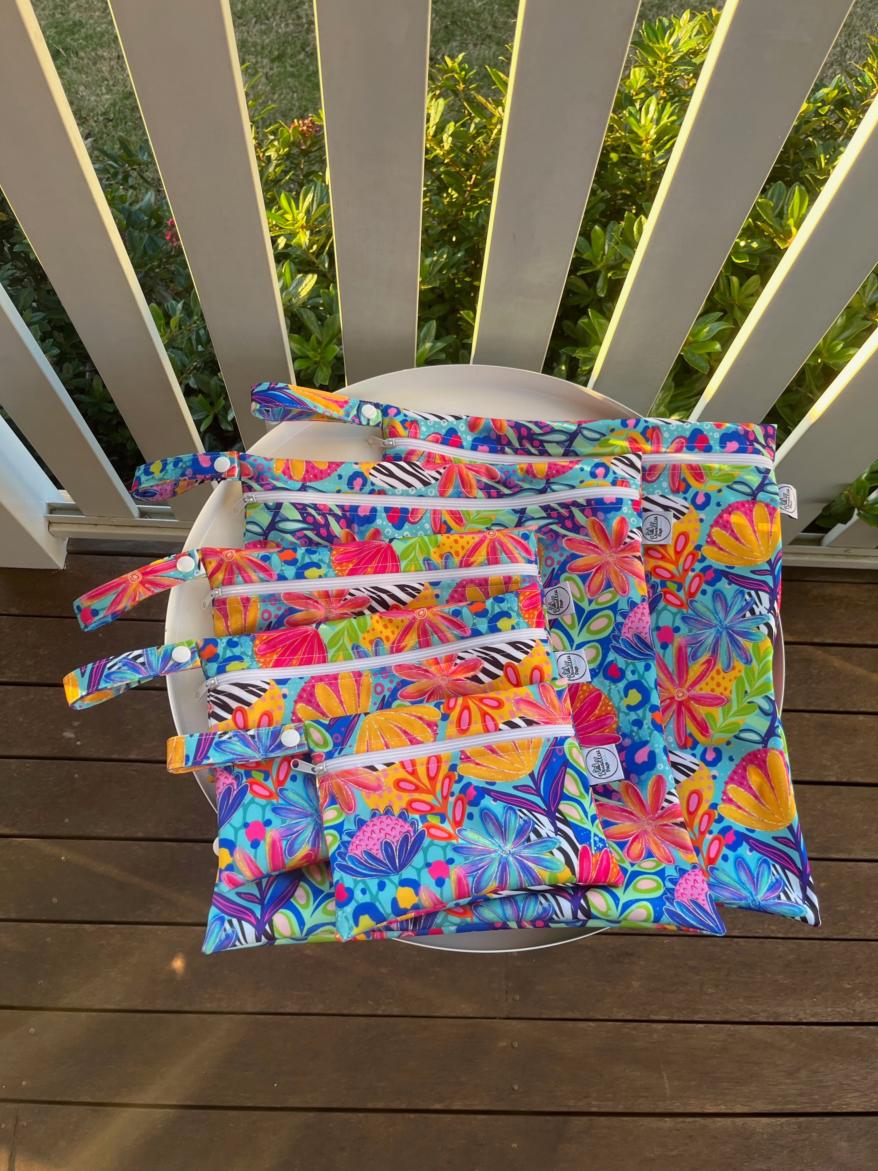 READY MADE Water-resistant wet bags - Calista Bright Floral (Ladybird and Roar)