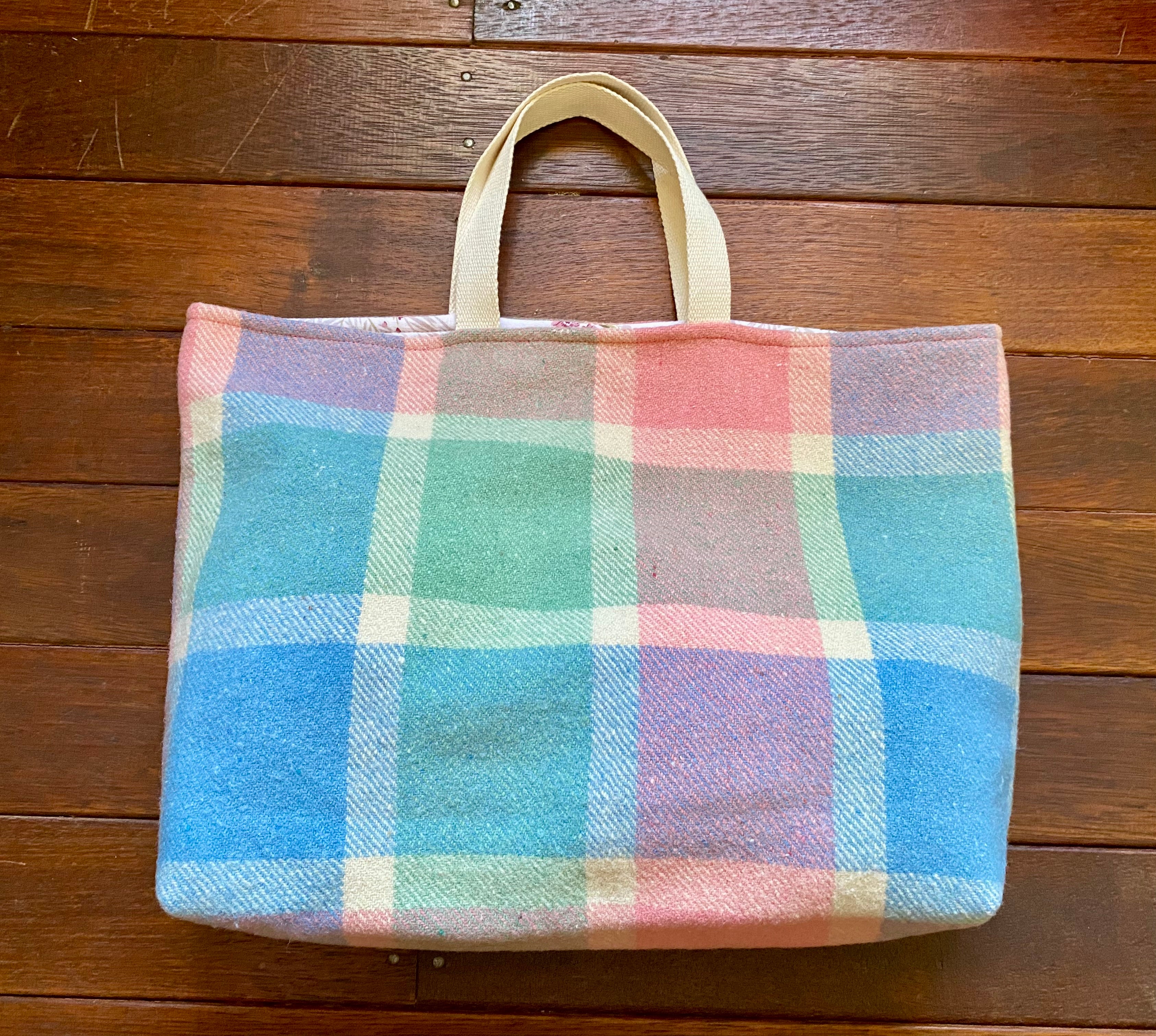 Upcycled Woollen Blanket - Market Tote - Multi