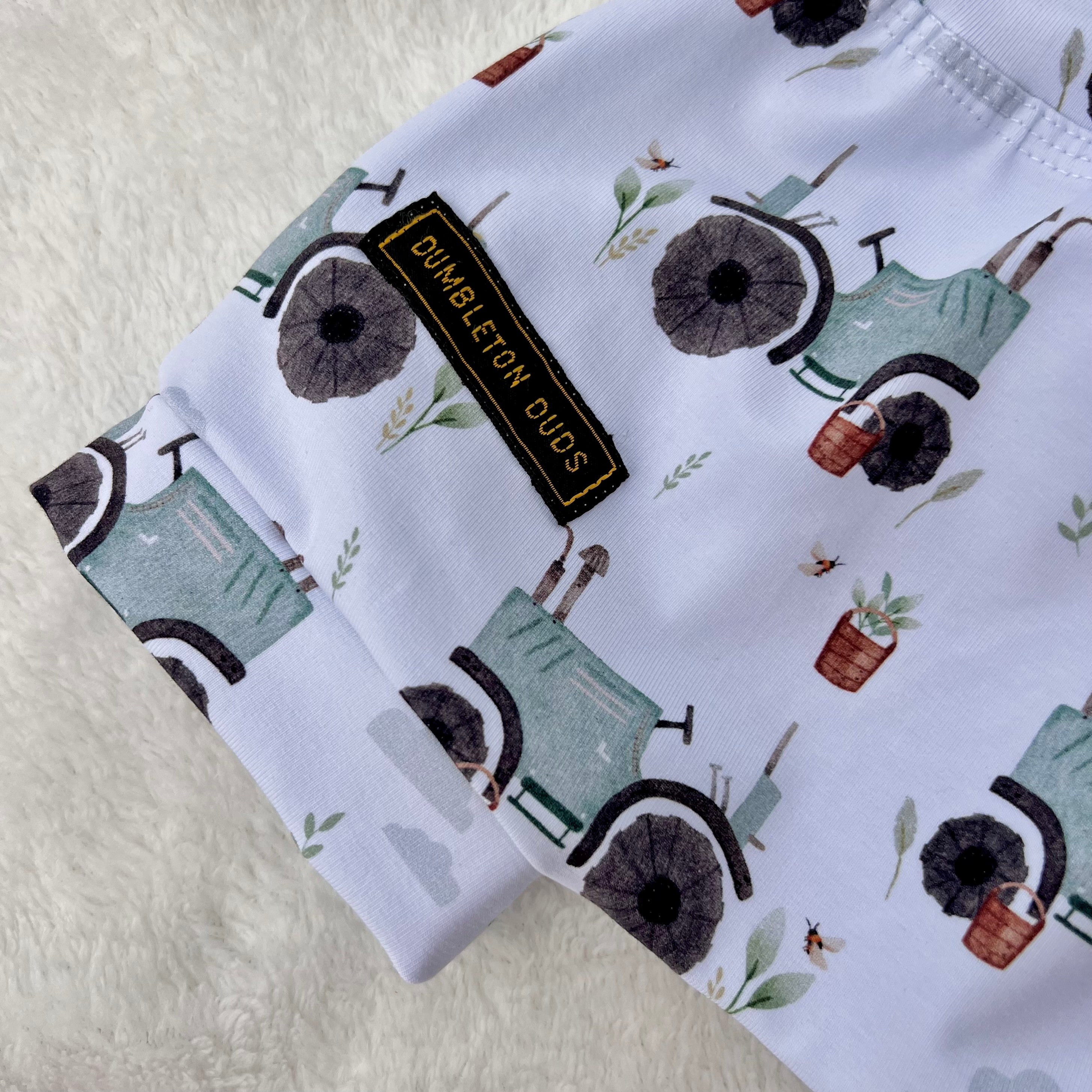 Tractors (Sage) | Size 000, 00, 0 | Handmade Baby Boy Pants by Dumbleton Duds | FREE Postage Orders $50+