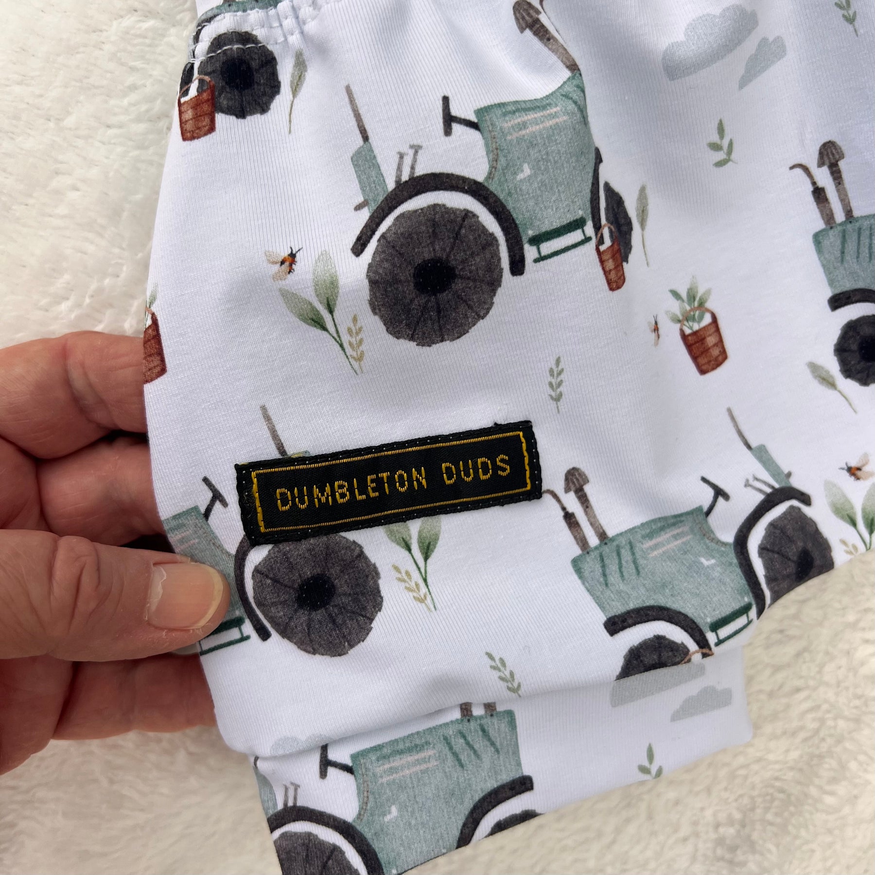 Tractors (Sage) | Size 000, 00, 0 | Handmade Baby Boy Pants by Dumbleton Duds | FREE Postage Orders $50+