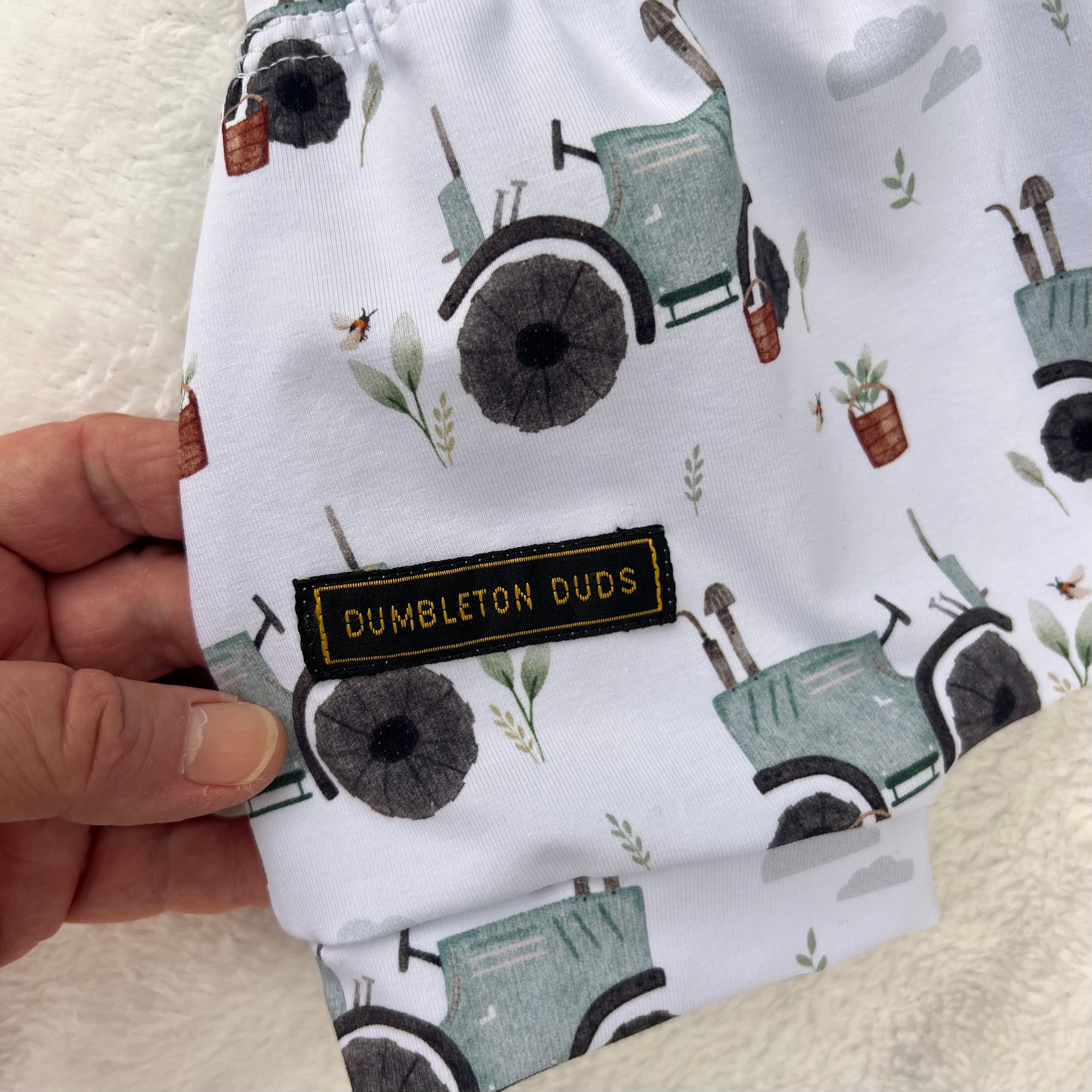 Tractors (Sage) | Size 000, 00, 0 | Handmade Baby Boy Pants by Dumbleton Duds | FREE Postage Orders $50+