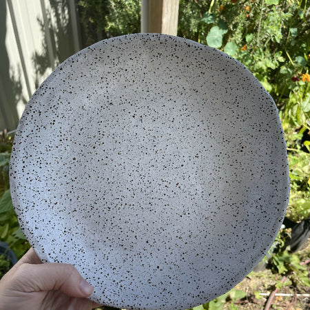 Large ceramic white speckled salad or pasta bowl