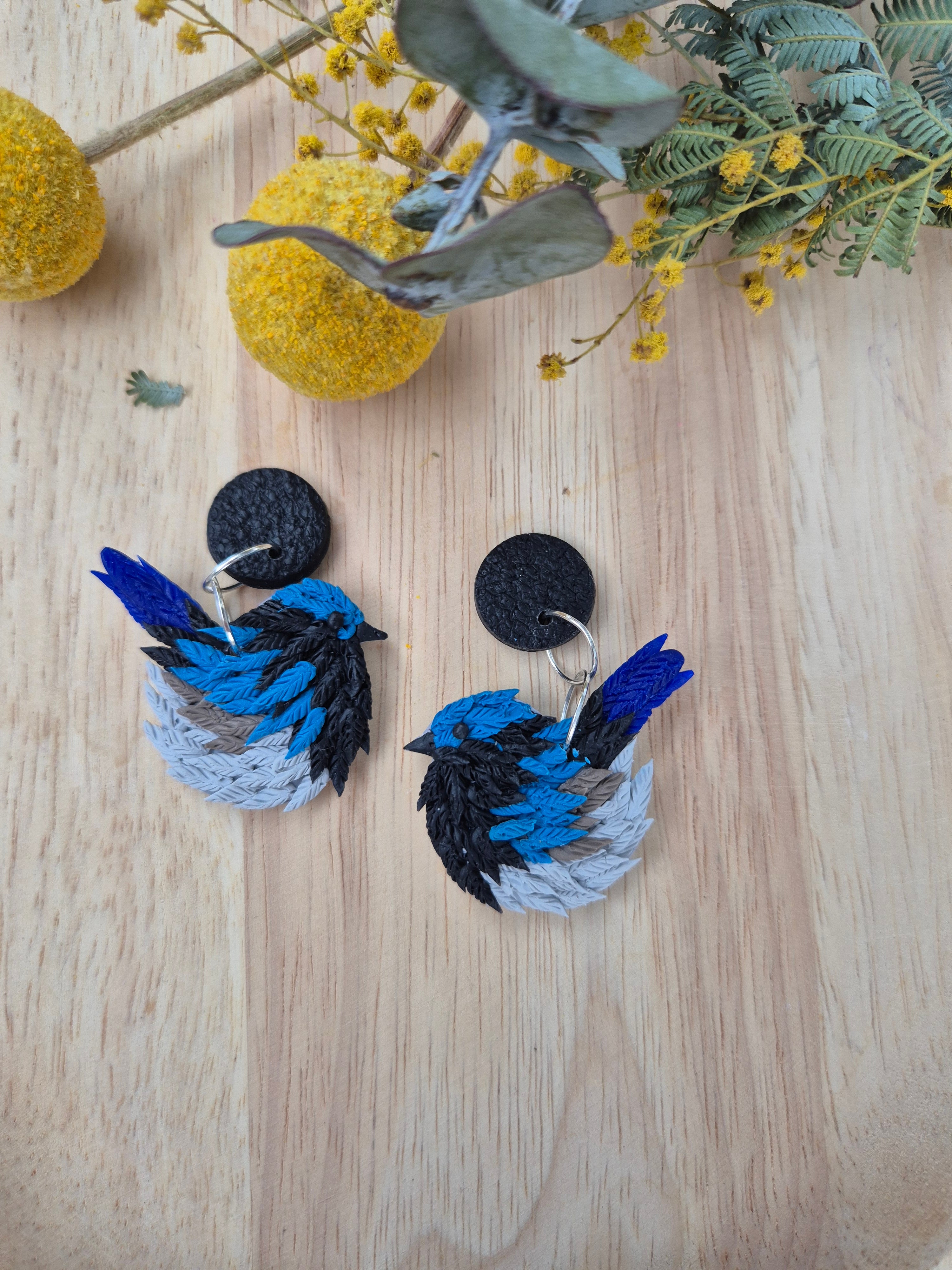 Billy Blue Wren Dangle Earrings (2 sizes available)