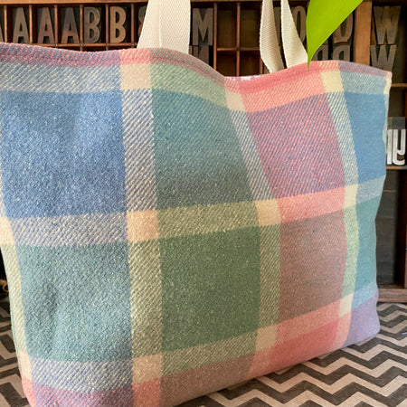 Upcycled Woollen Blanket - Market Tote - Multi