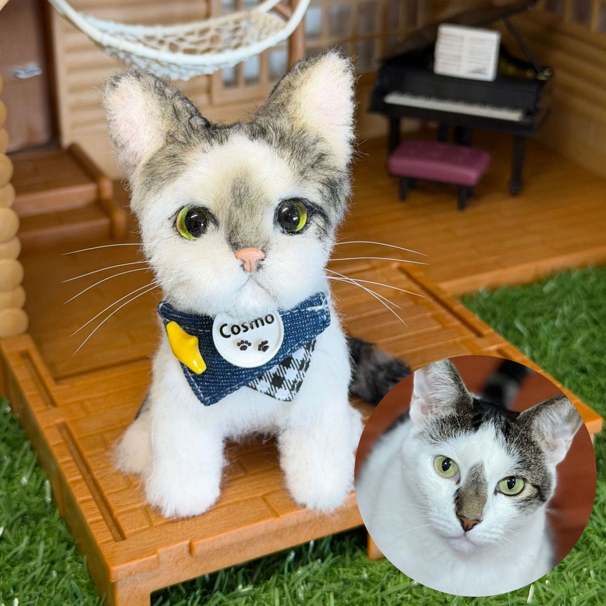 Custom Cat Plush from Photo, Poseable Art Doll, Pet Memorial Keepsake - Handmade Soft Sculpture, Personalised Plushie Ornament