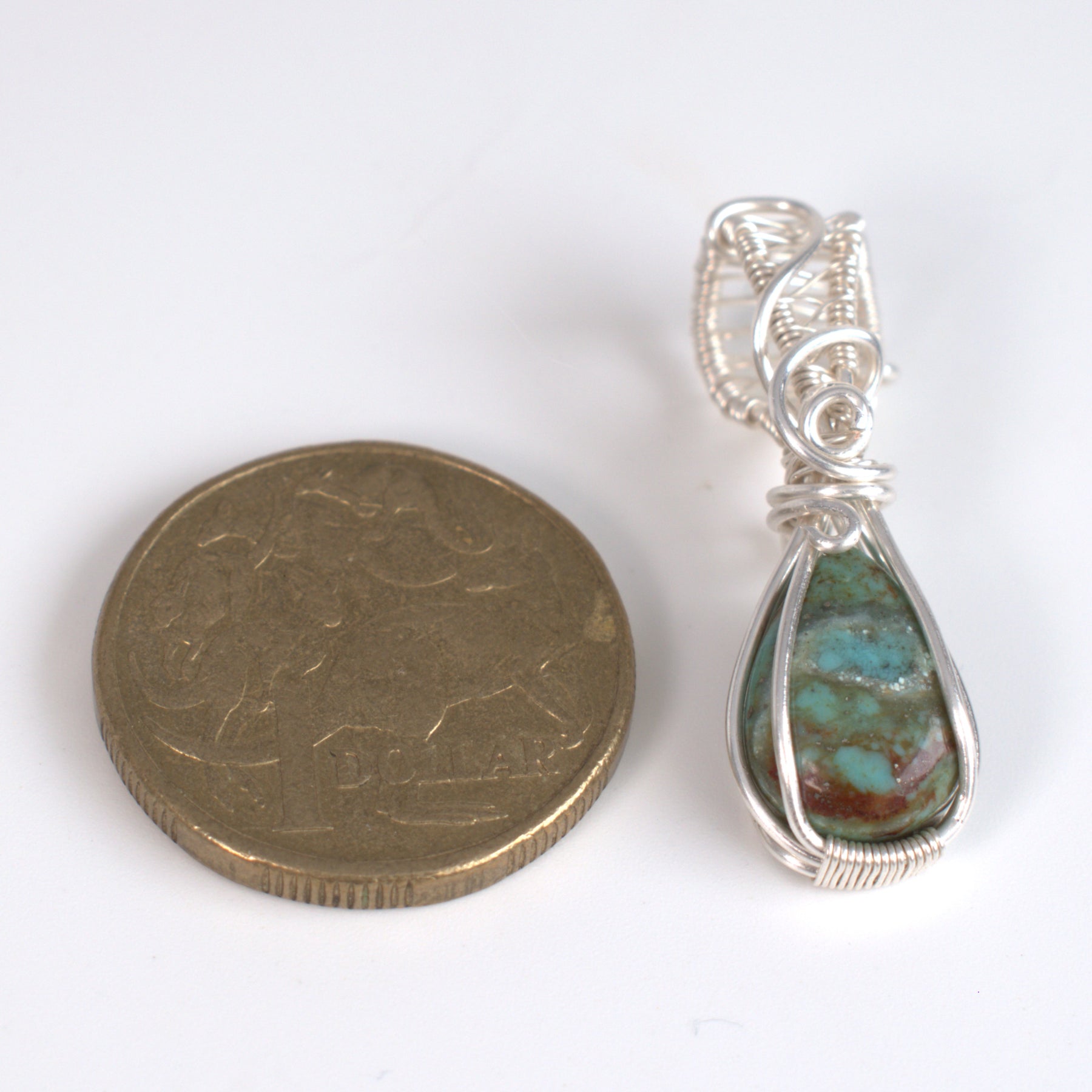 Wire Wrapped Tibetan Turquoise Keepsake Pendant