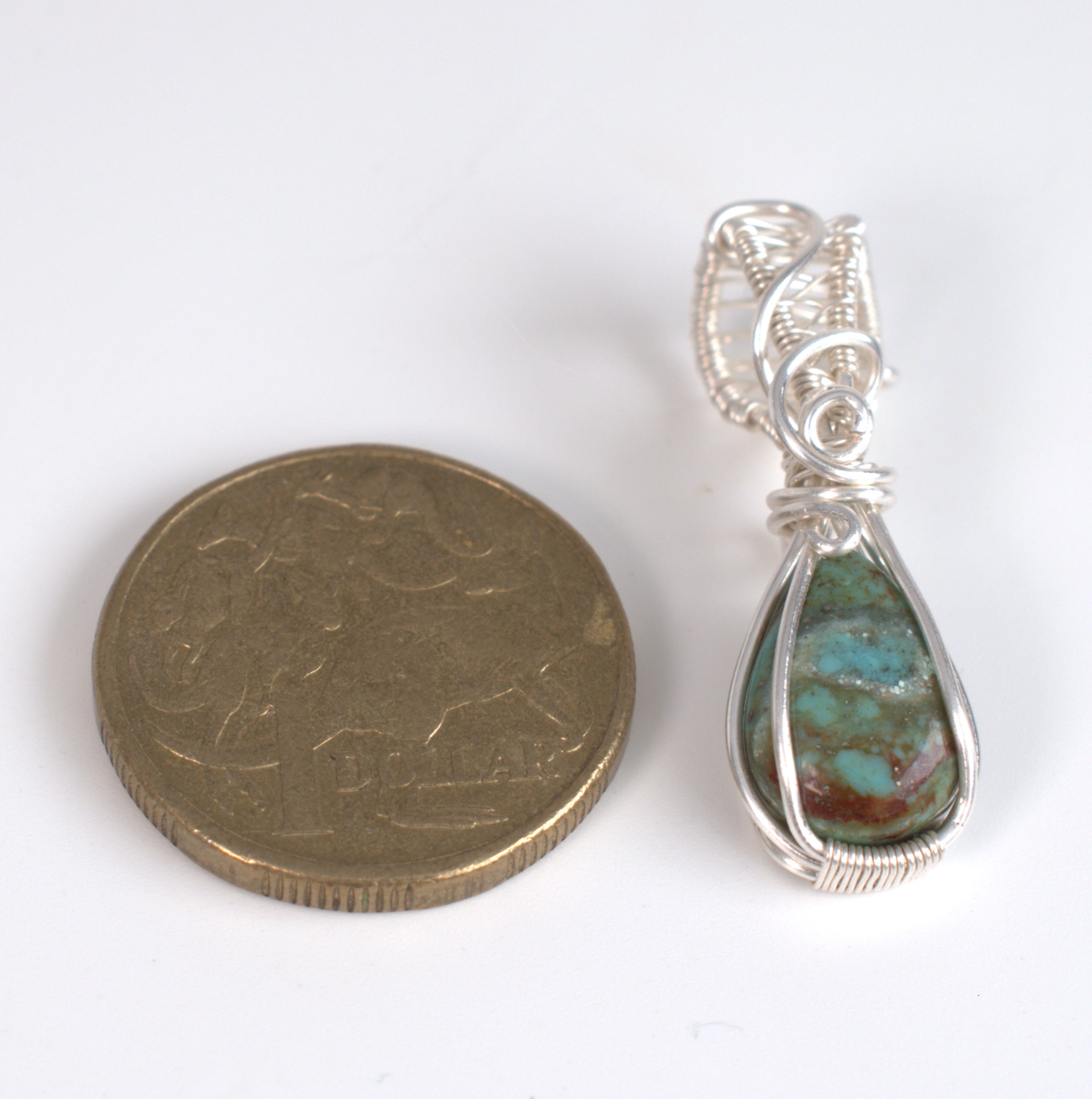 Wire Wrapped Tibetan Turquoise Keepsake Pendant