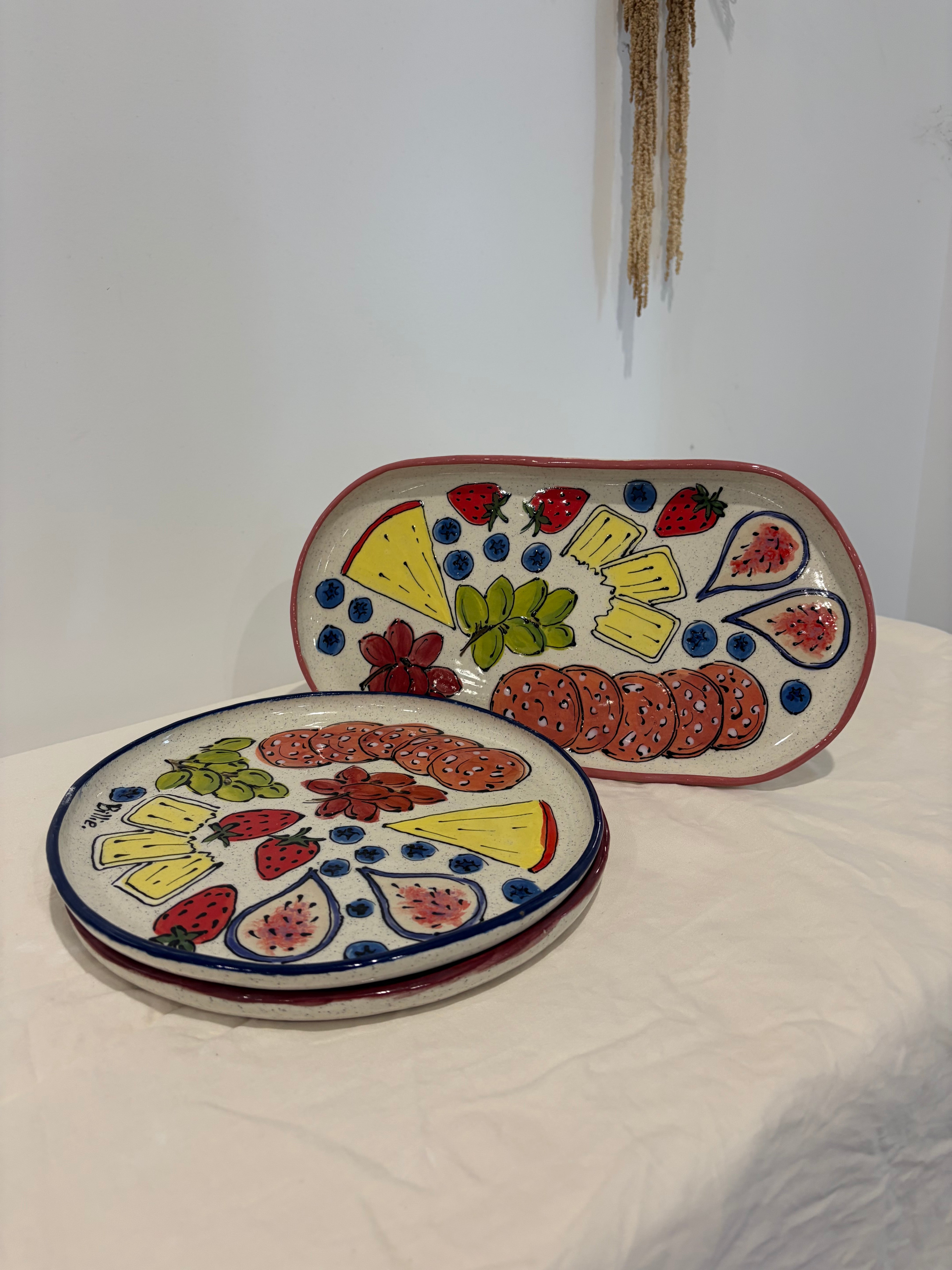 Cheese Board Painted Charcuterie Platters - Cheese, Salami, Fruit!