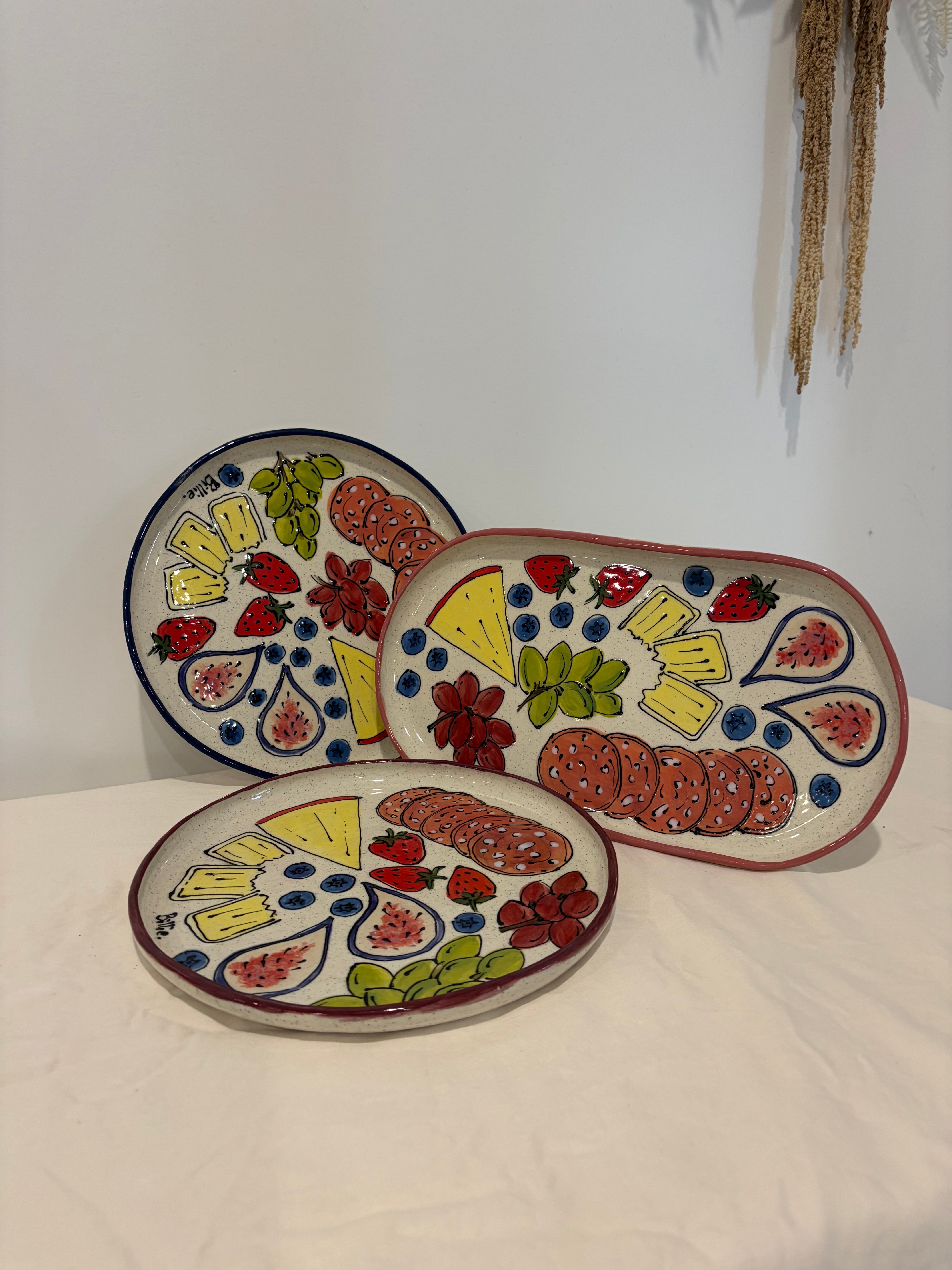 Cheese Board Painted Charcuterie Platters - Cheese, Salami, Fruit!