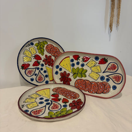 Cheese Board Painted Charcuterie Platters - Cheese, Salami, Fruit!