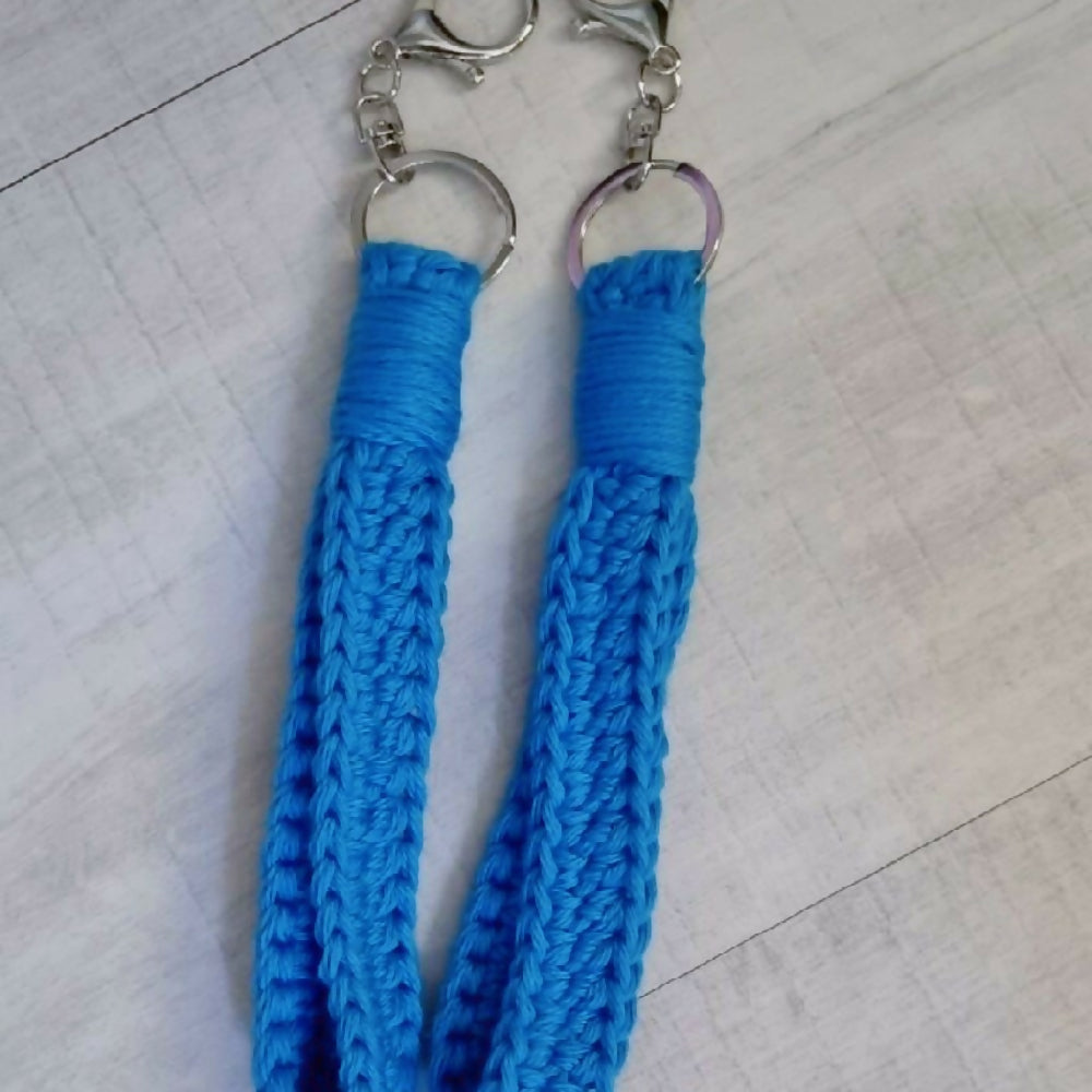 Blue Cotton Keychain Wrist Strap