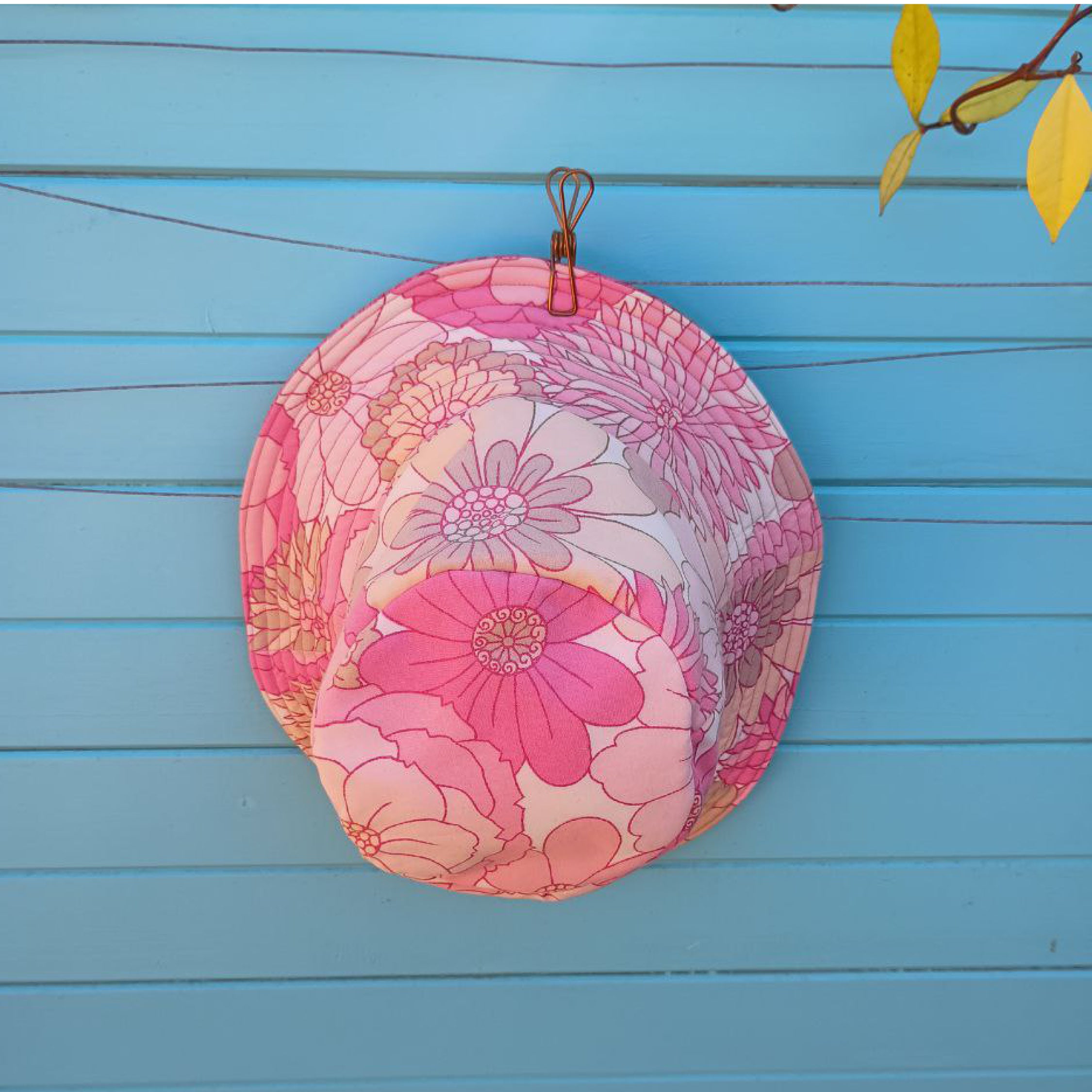 Pink Petal Reversible Bucket Hat Women Upcycled Vintage Fabrics