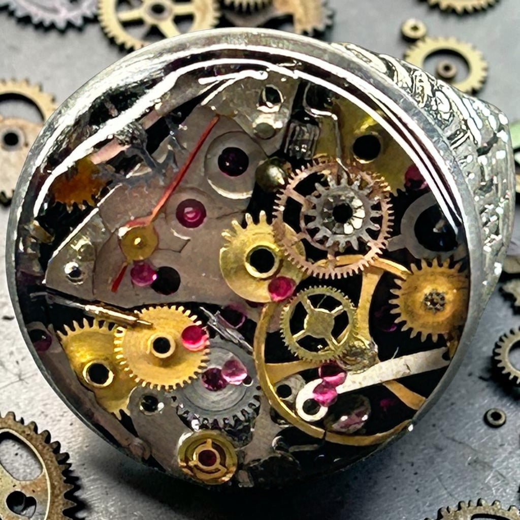 Steampunk watch parts Mens ring