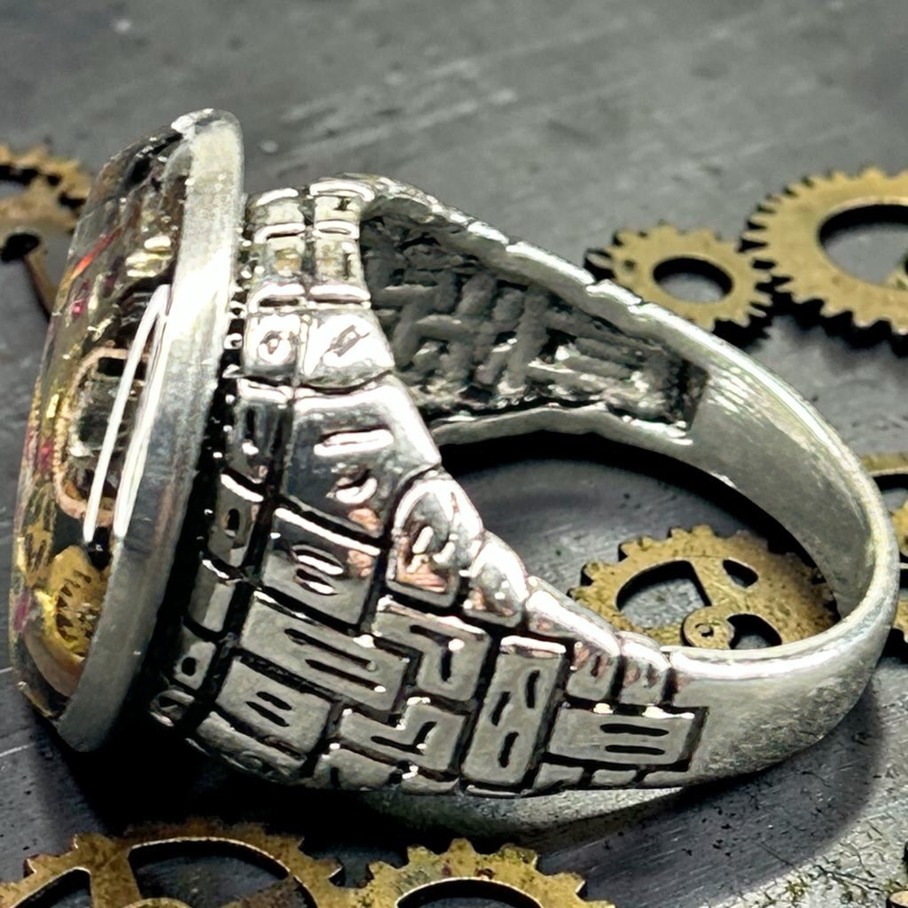 Steampunk watch parts Mens ring