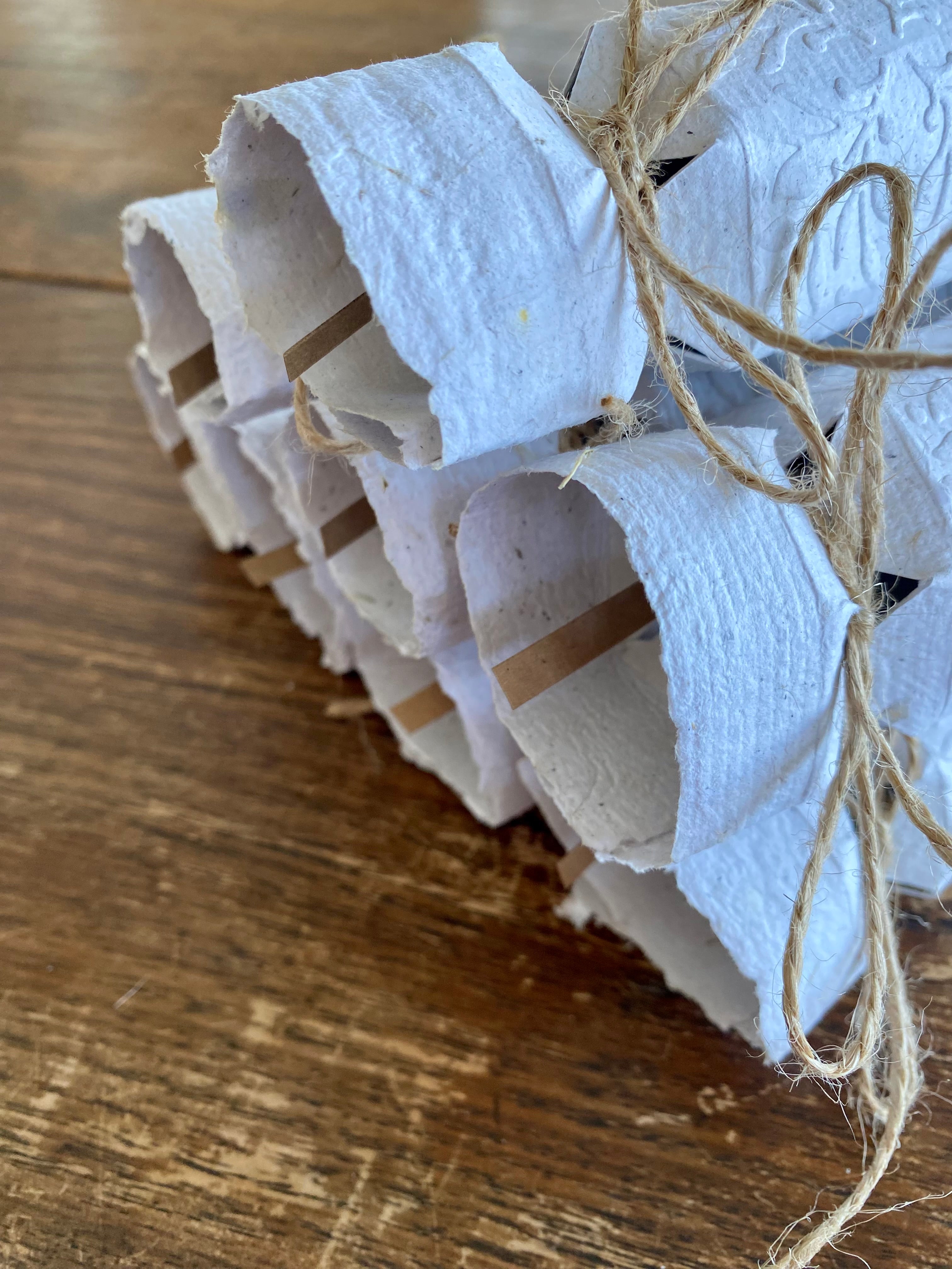 Bon Bons of Handmade Paper Mistletoe Embossed or Floral - Set of 4