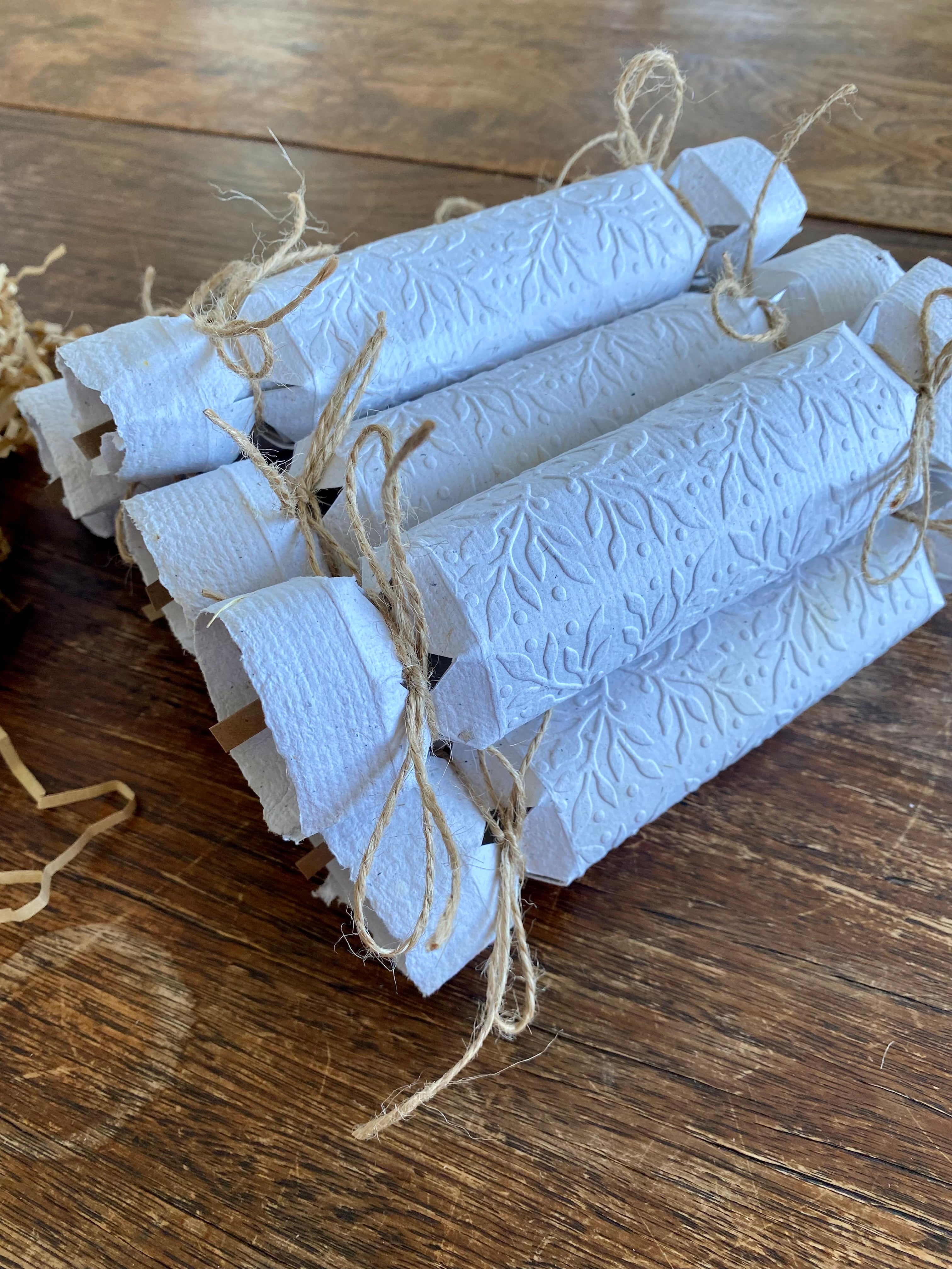 Bon Bons of Handmade Paper Mistletoe Embossed or Floral - Set of 4