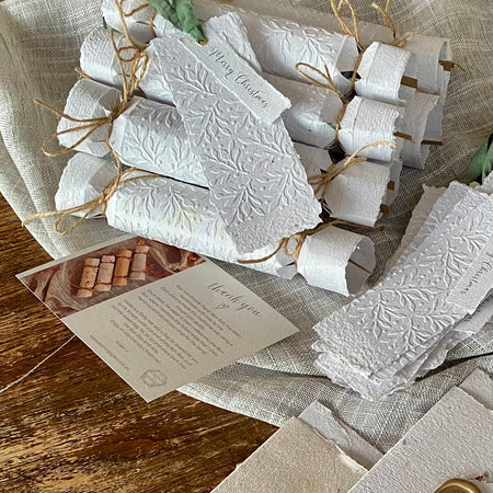 Bon Bons of Handmade Paper Mistletoe Embossed or Floral - Set of 4