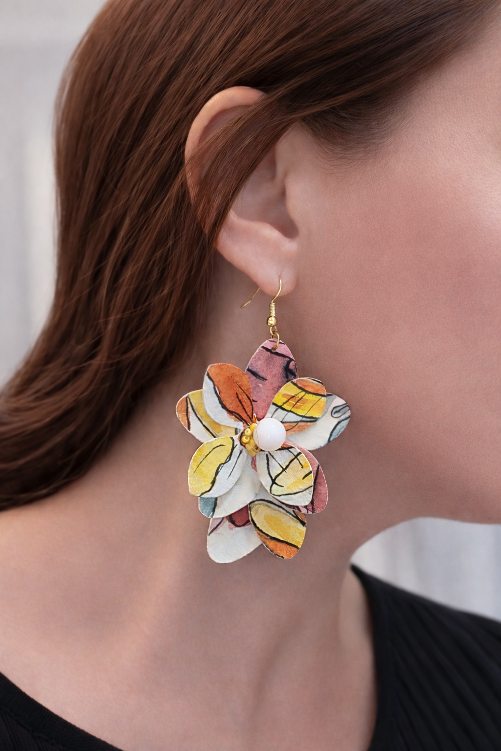 Handmade Summer Bloom Paper Earrings – Seaside Inspired Statement Jewellery
