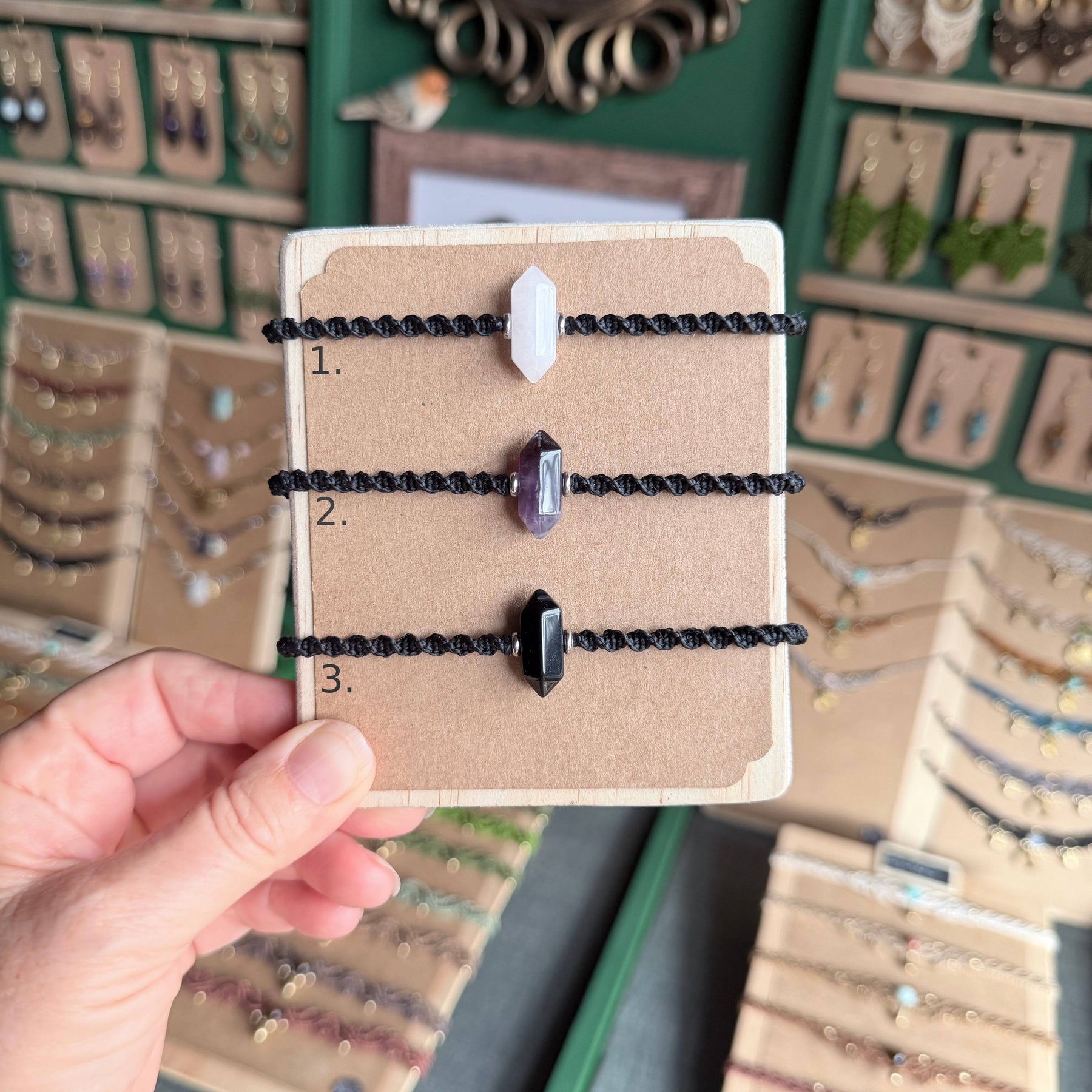 Macrame Double Terminated Crystal Bracelet