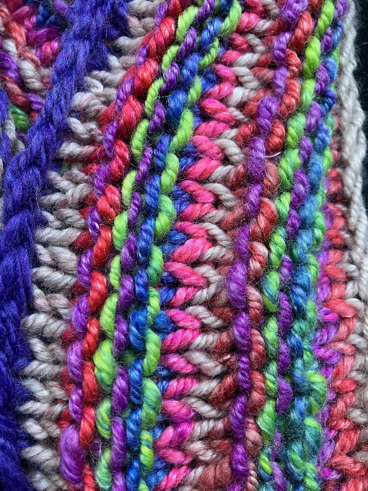 Rainbow Cowl or Ring Scarf - Hand knitted from Hand spun yarn